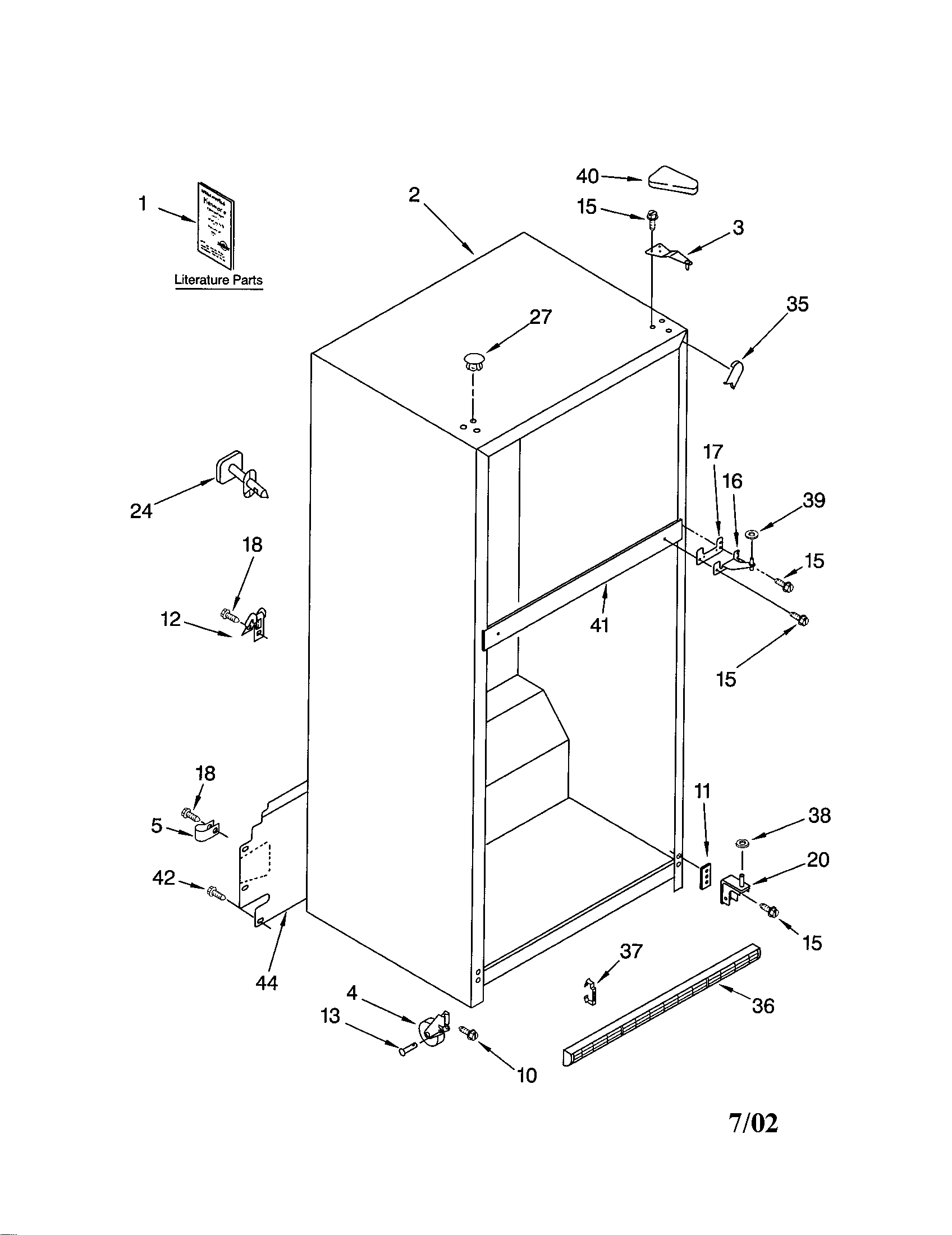 Kenmore 10661912102 cabinet diagram