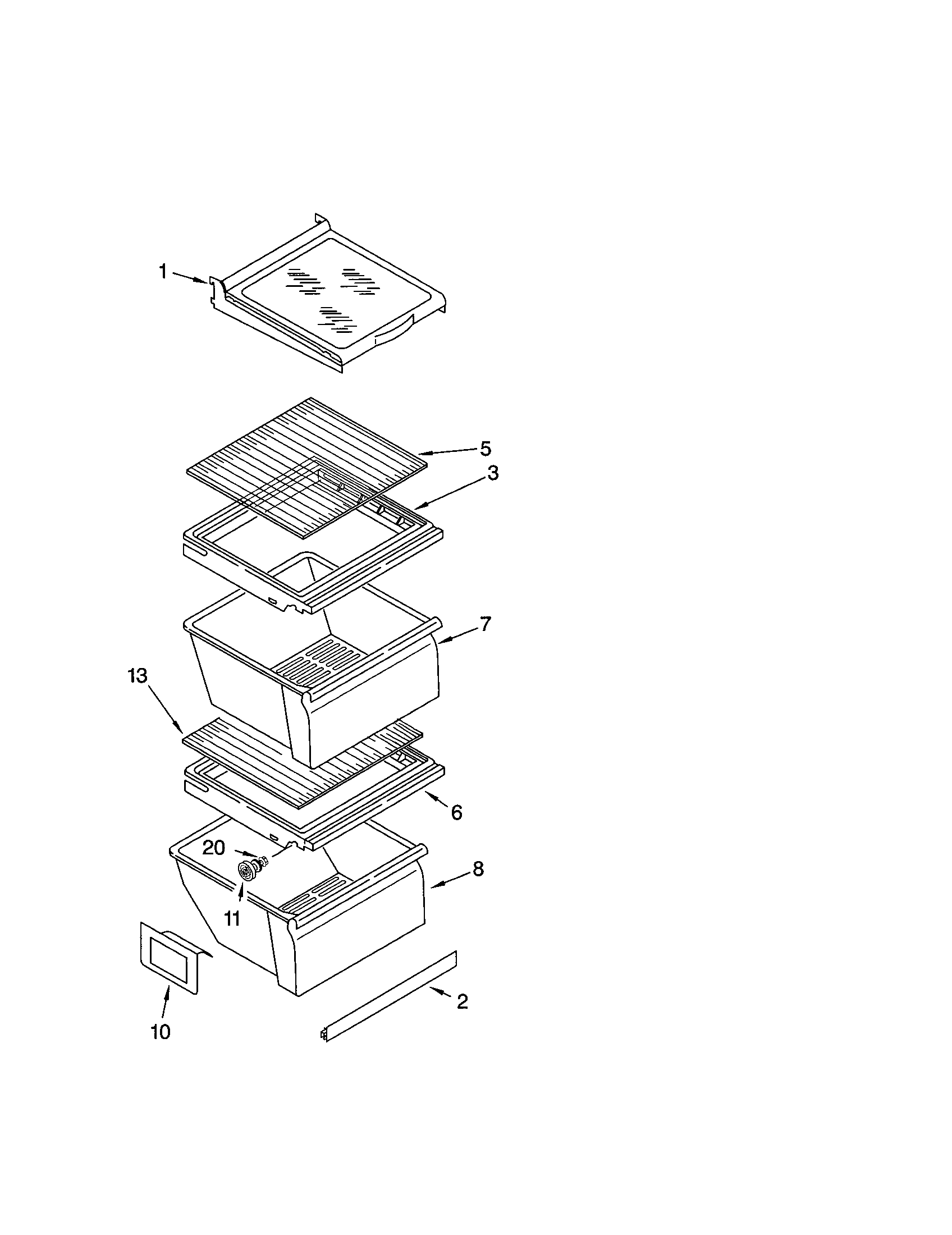 Kenmore 10652012103 refrigerator shelf diagram