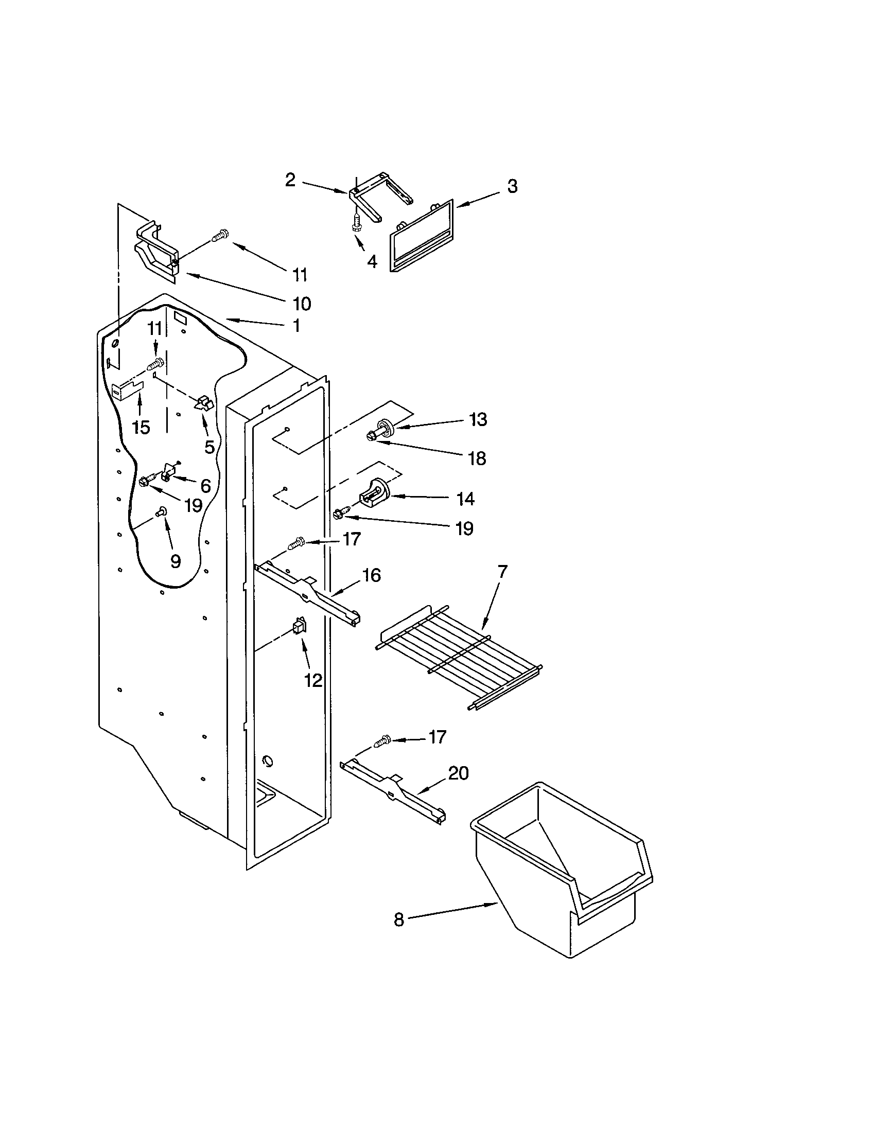 Kenmore 10652012103 freezer liner diagram