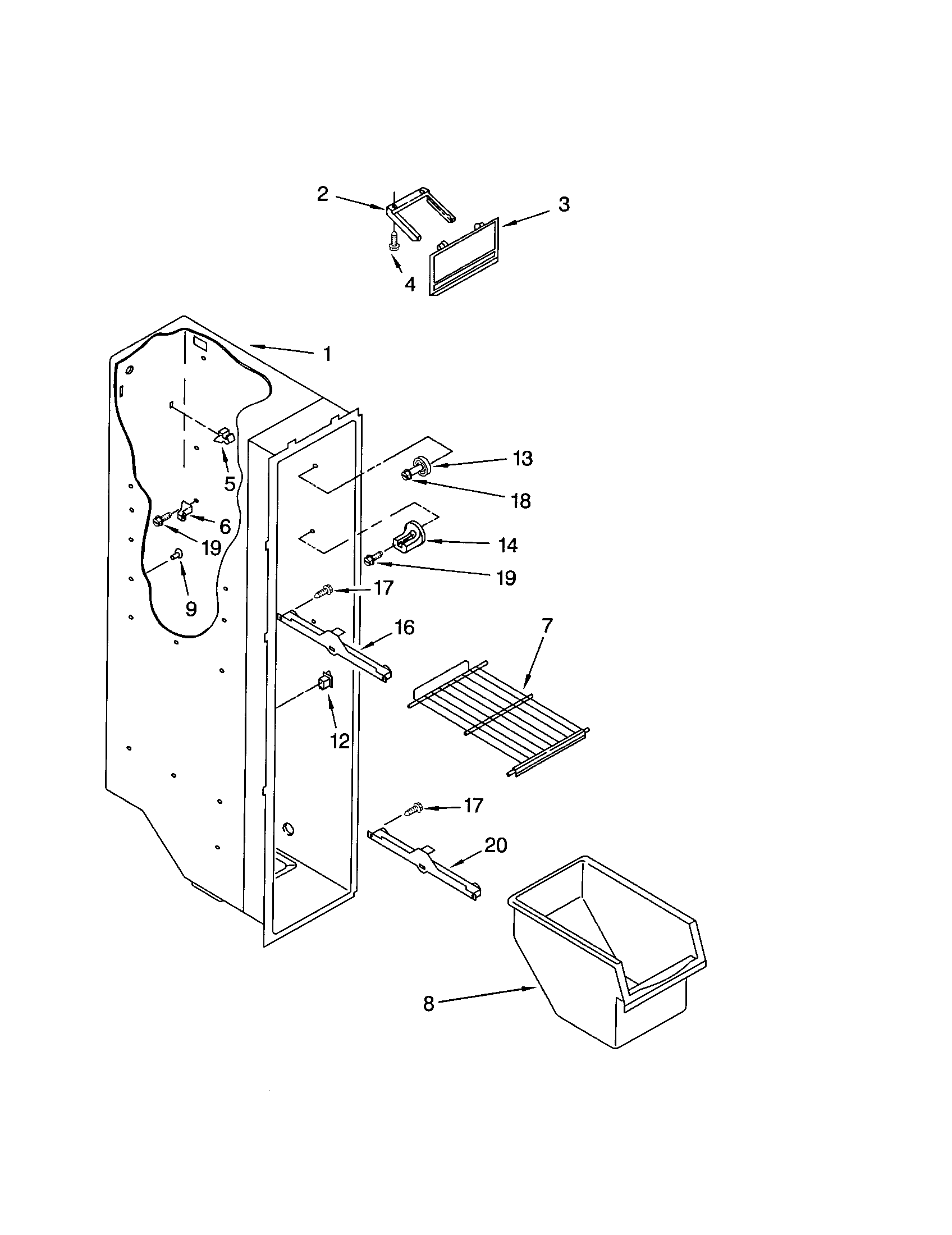 Kenmore 10652014104 freezer liner diagram