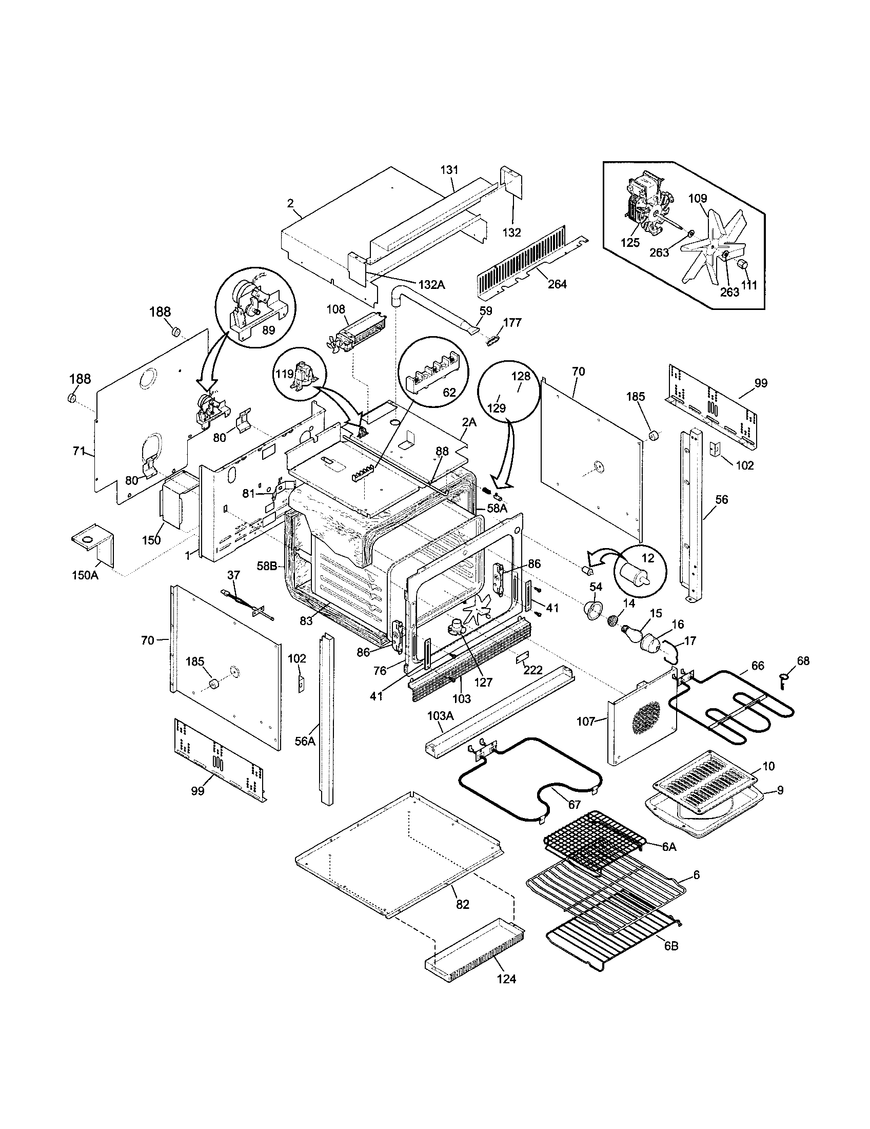 Frigidaire FEB386WECH cavity/elements diagram