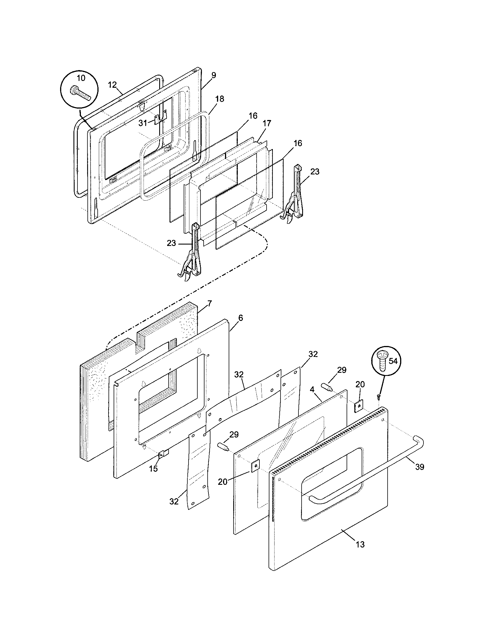 Frigidaire FEB386WECH door diagram