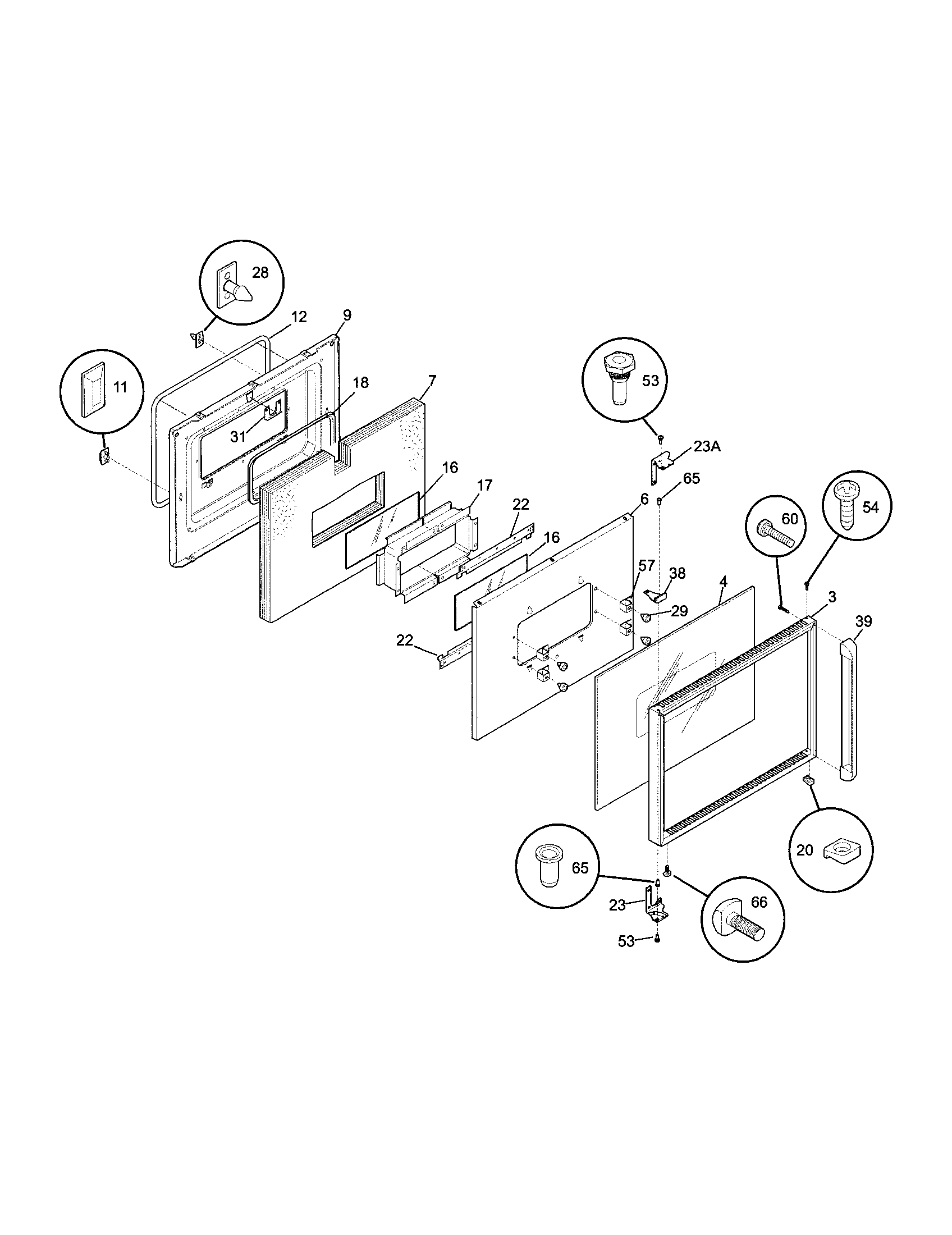 Frigidaire FEB786CESH door diagram