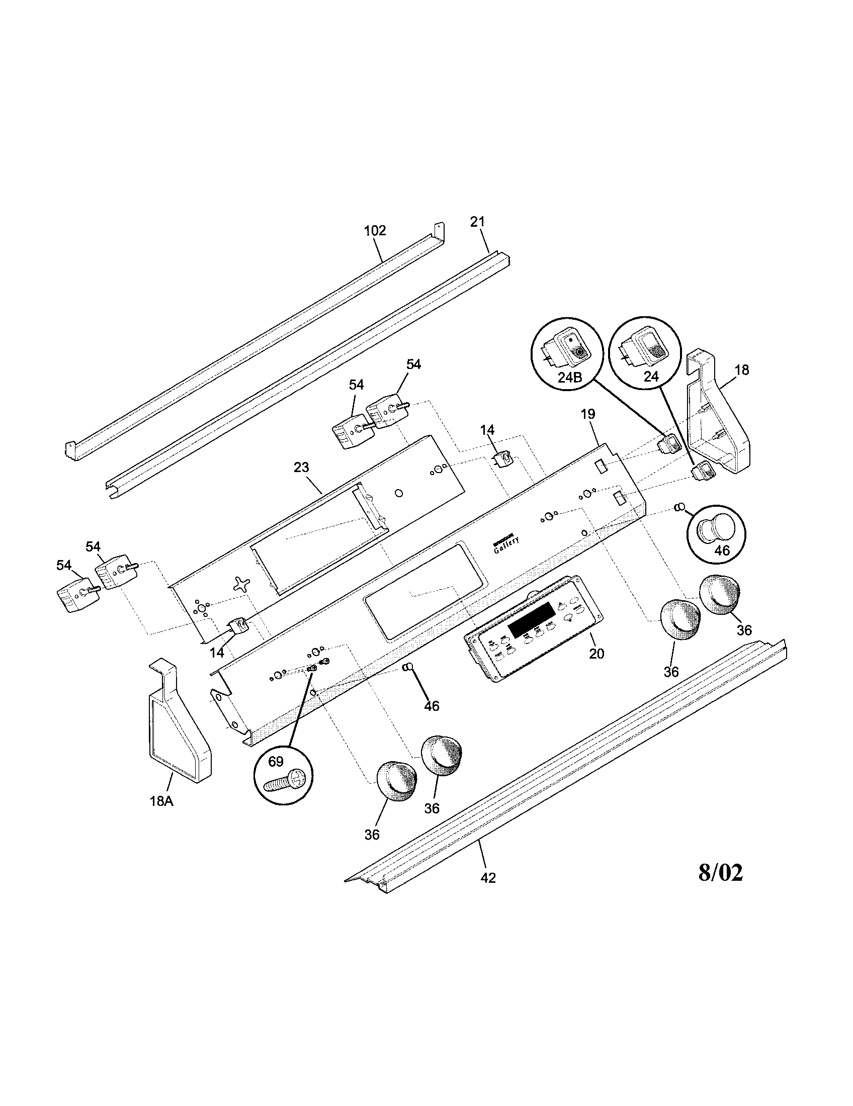 Frigidaire FED367CEBD backguard diagram