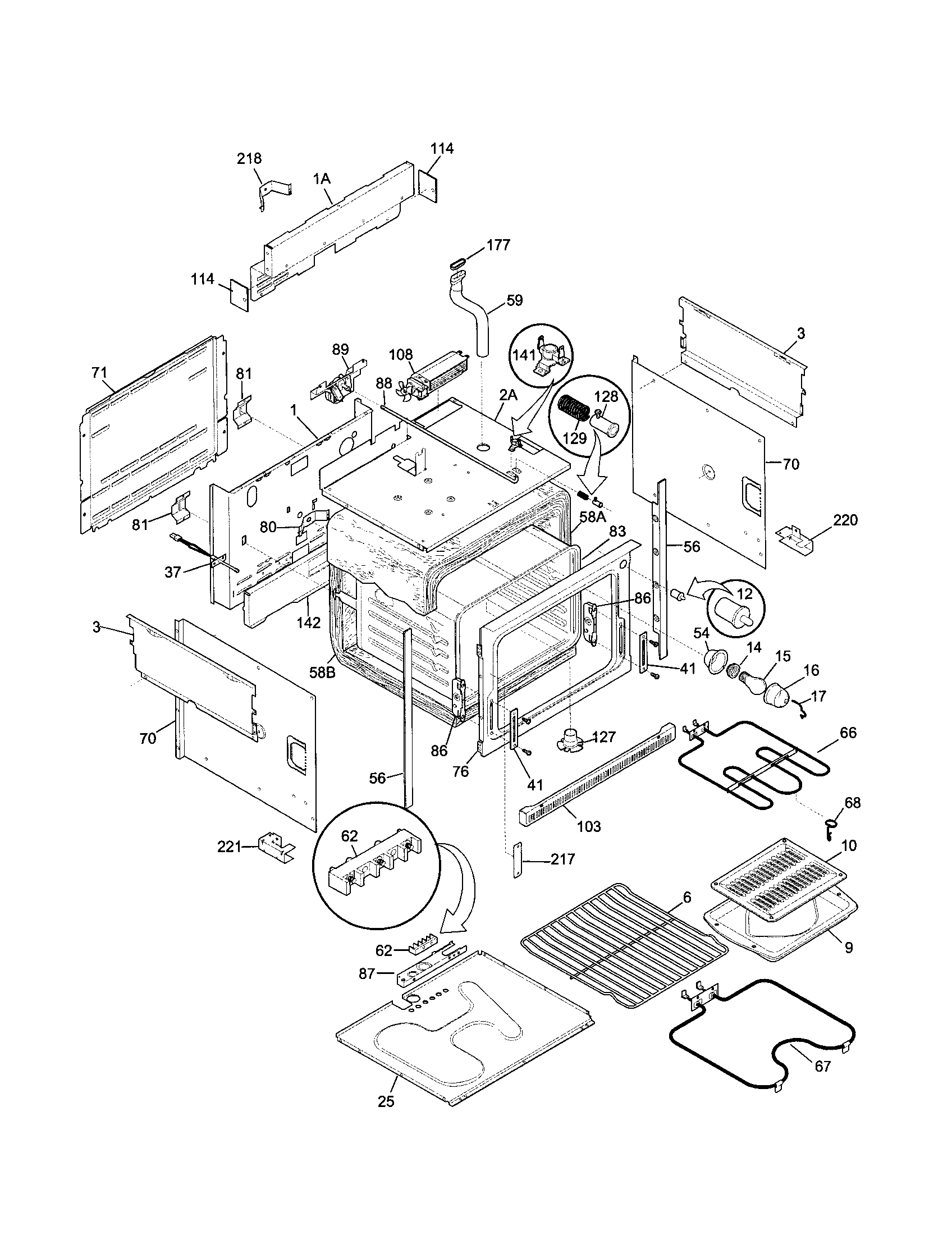 Frigidaire FED367CEBD body diagram