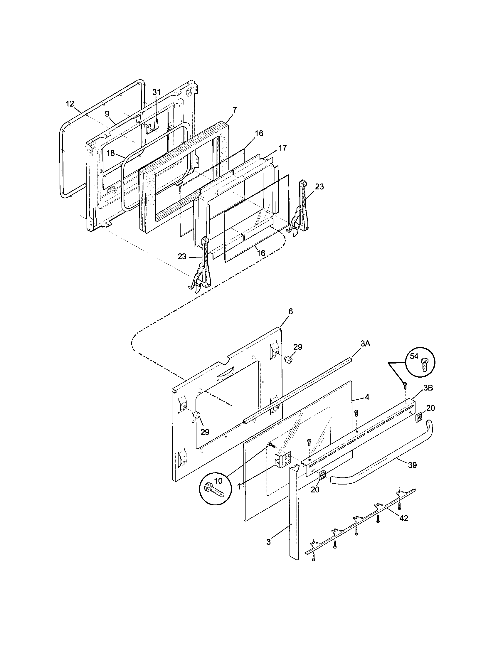 Frigidaire FED367CEBD door diagram