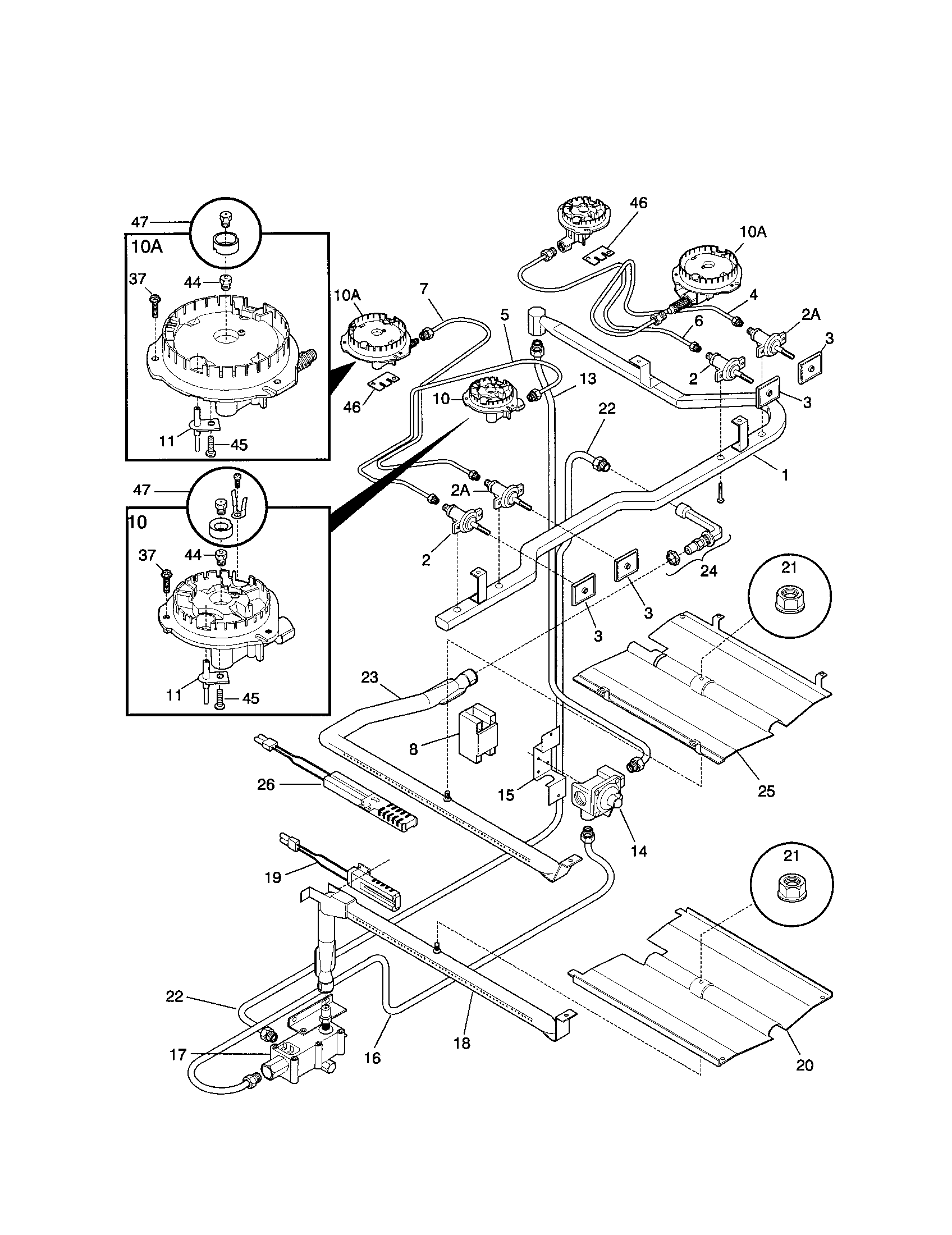 Frigidaire FGF379WECR burner diagram