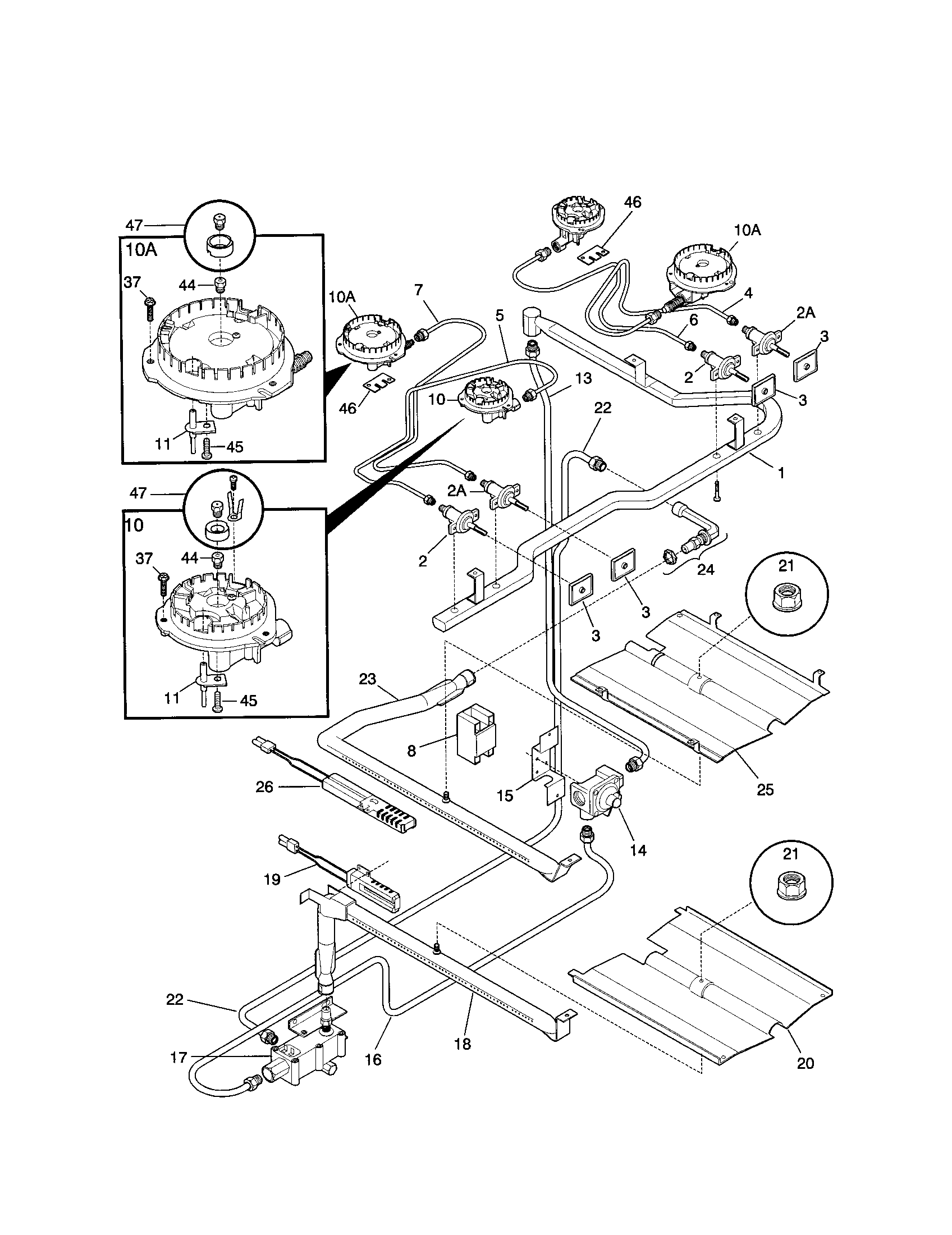 Frigidaire FGF379WECM burner diagram