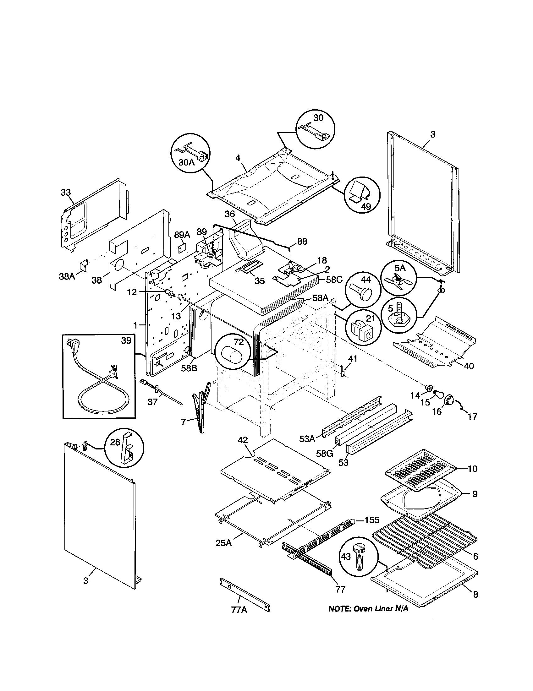 Frigidaire FGF379WECM body diagram