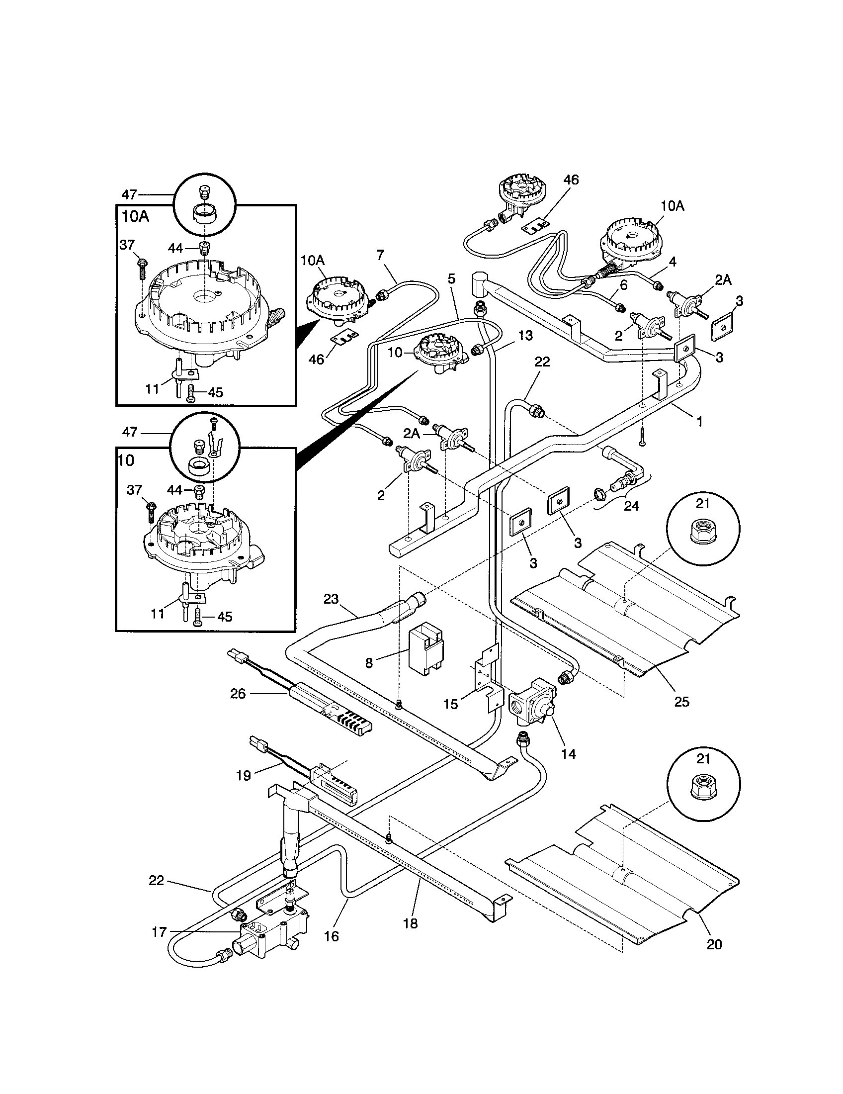 Frigidaire FGF379WECN burner diagram