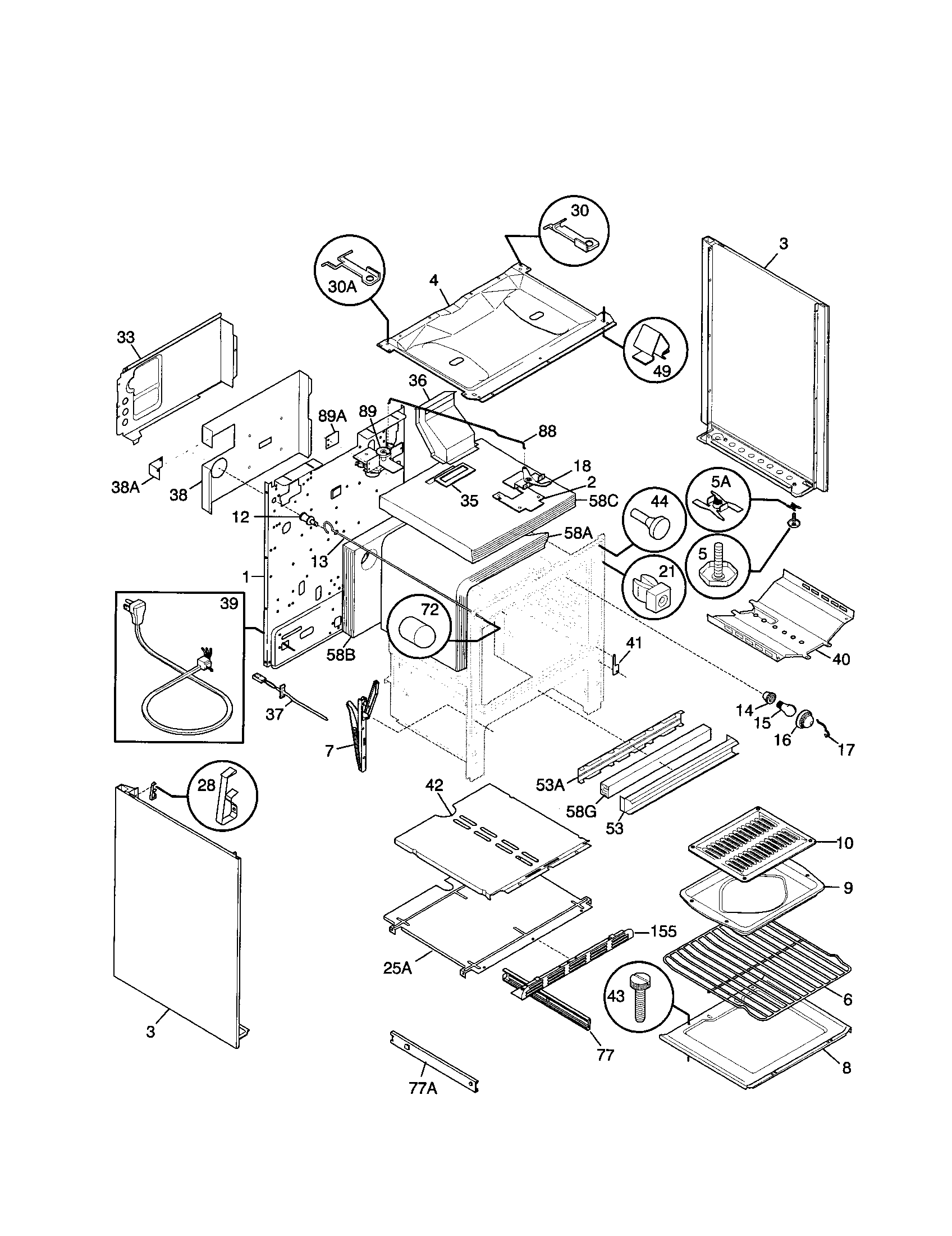 Frigidaire FGF379WECN body diagram