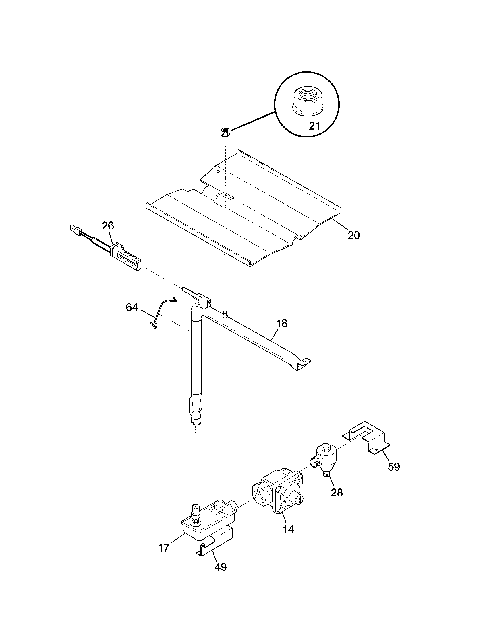 Frigidaire FGB24T3ABA burner diagram