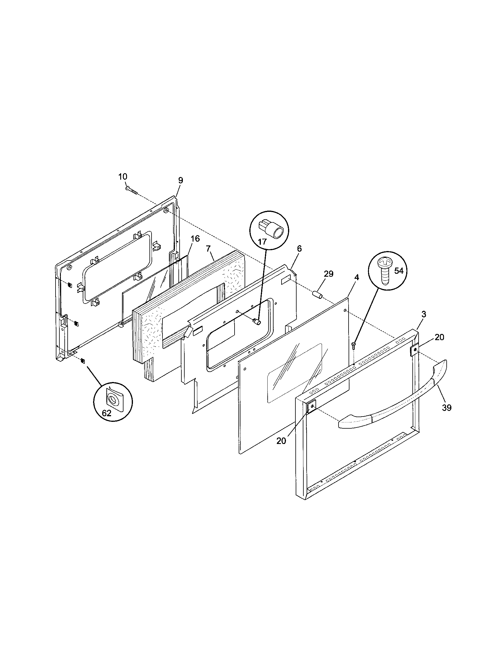 Frigidaire FGB24T3ABA door diagram
