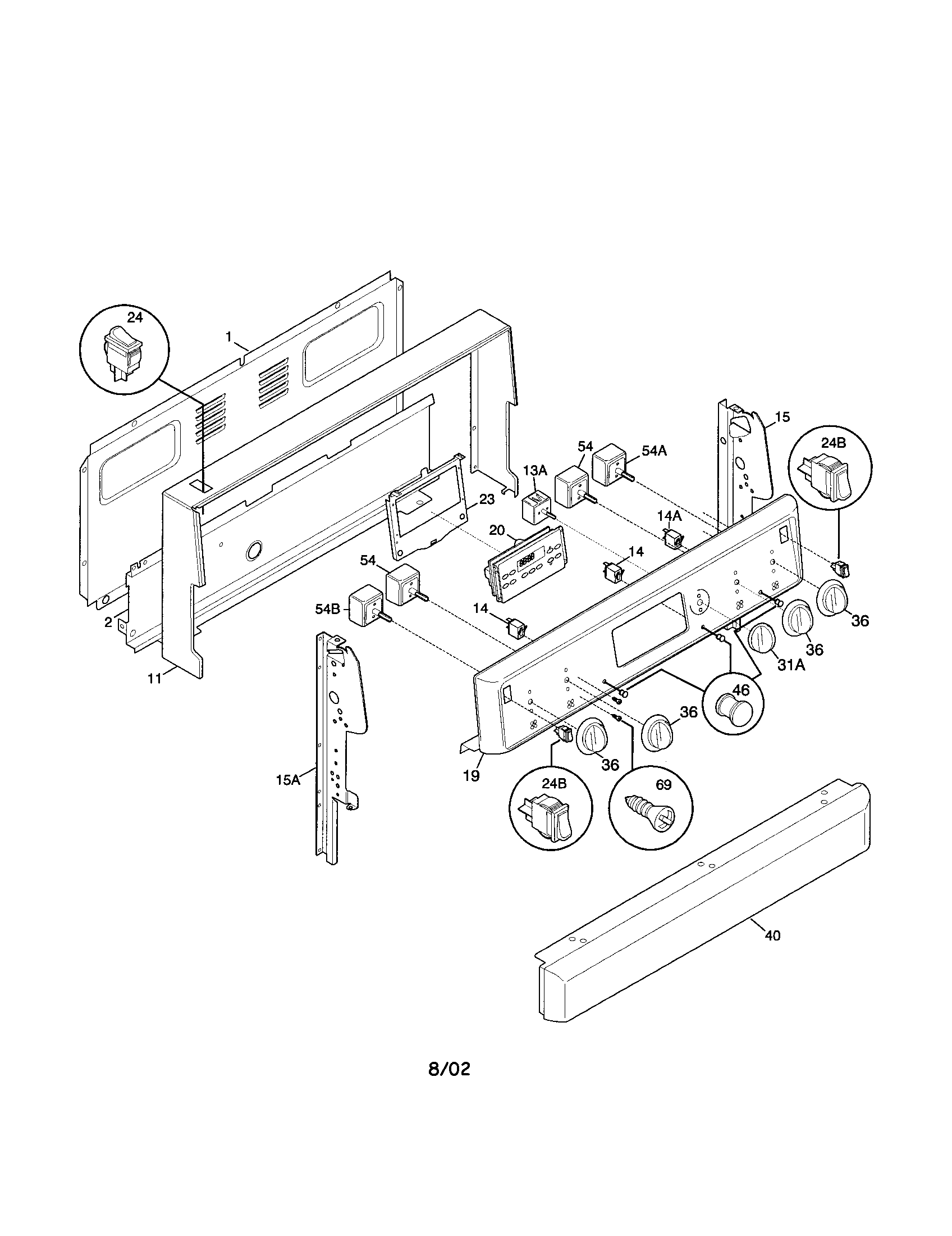Frigidaire FEF388CJSA backguard diagram