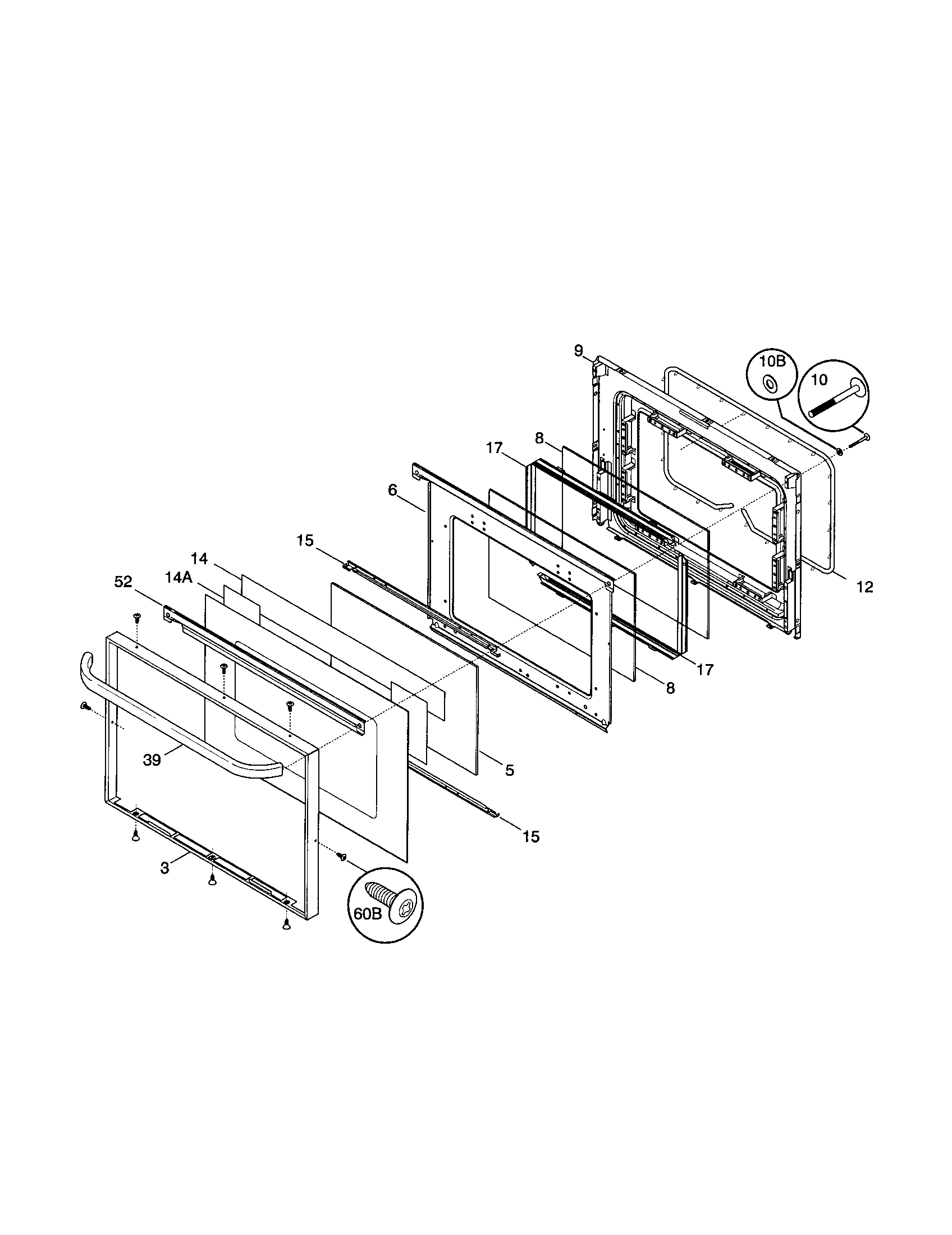 Frigidaire FEF388CJSA door diagram