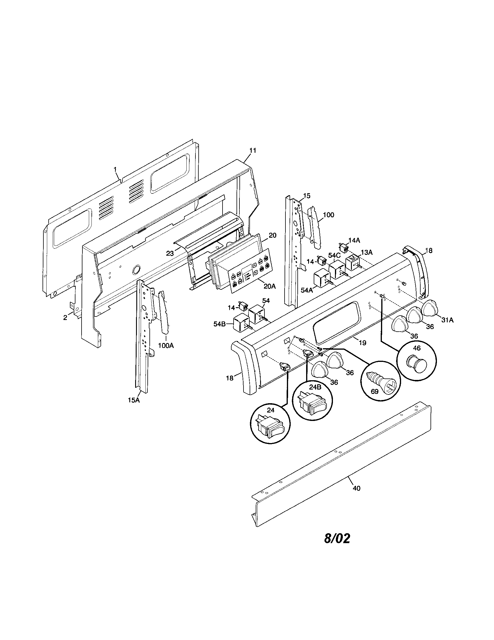 Frigidaire FEF375BHBB backguard diagram
