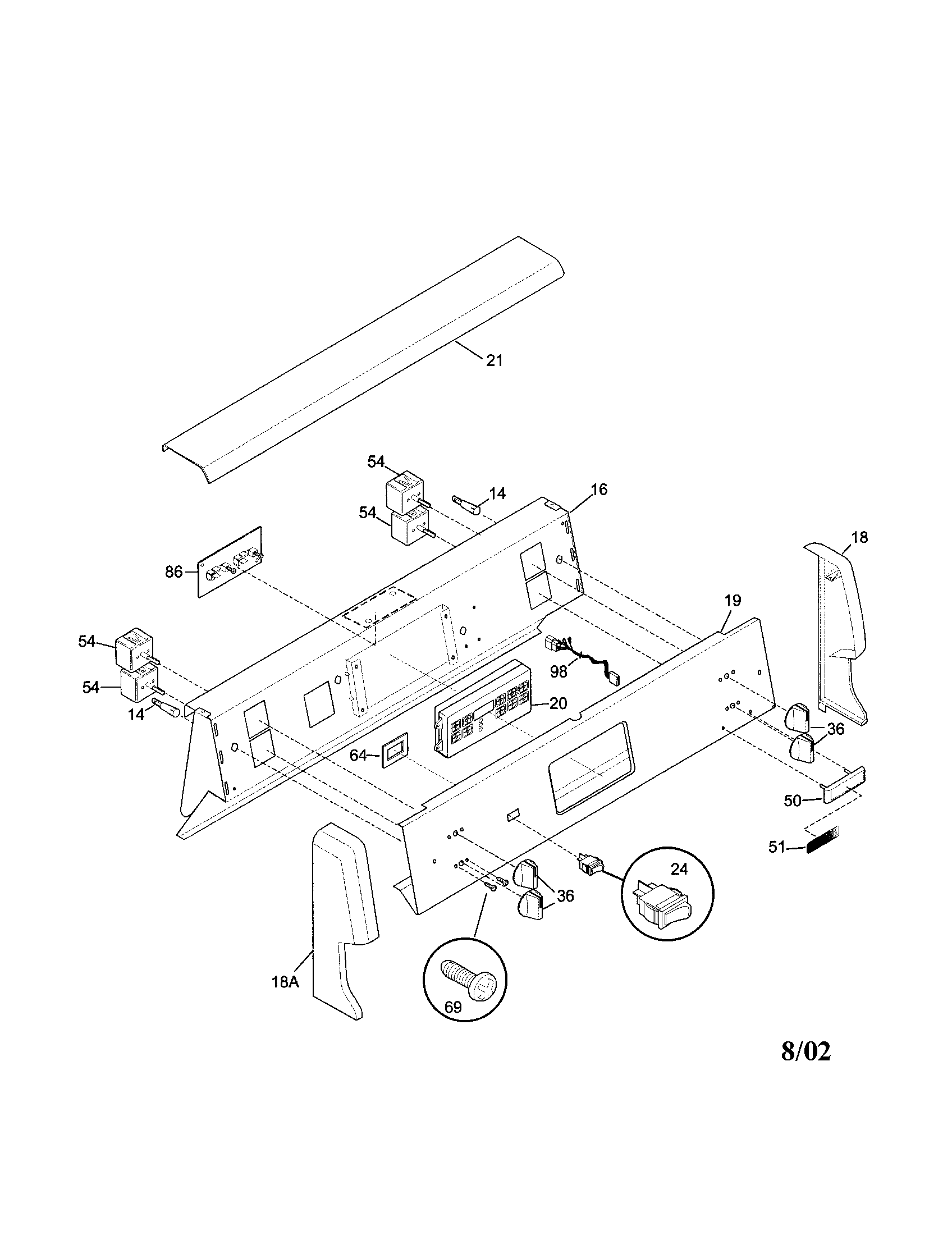 Frigidaire FEF357CGSA backguard diagram