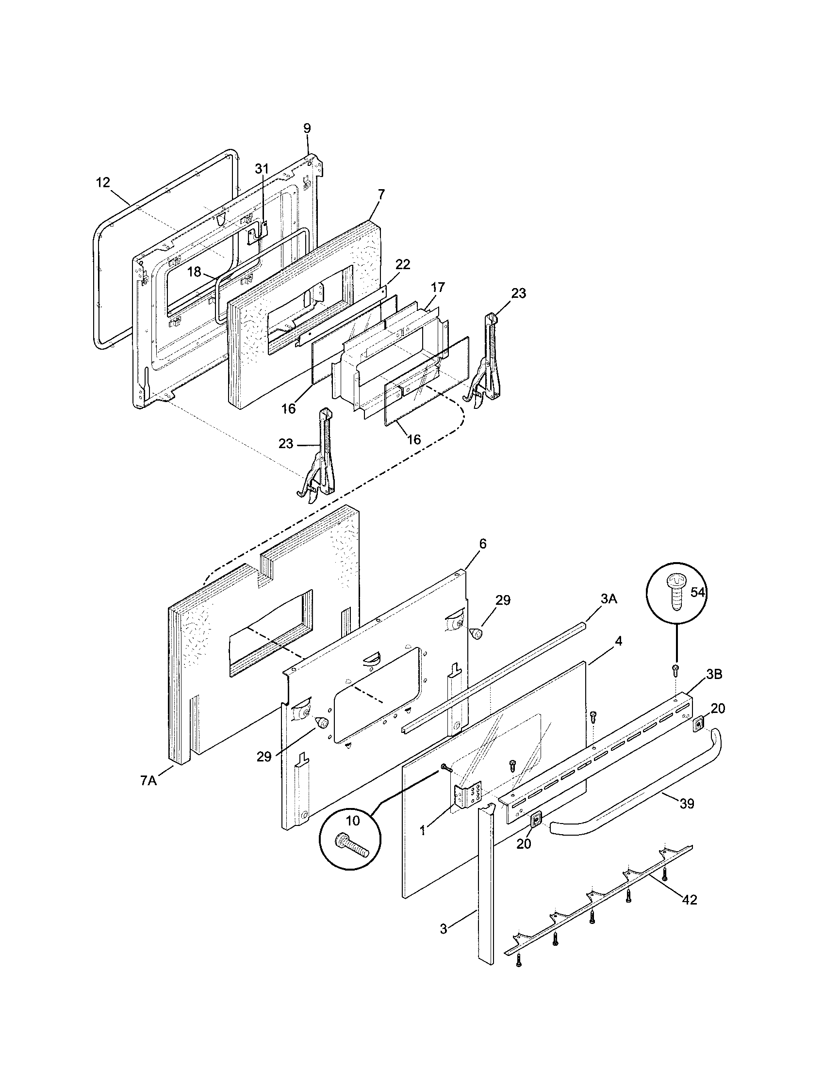 Frigidaire FEF357CGSA door diagram