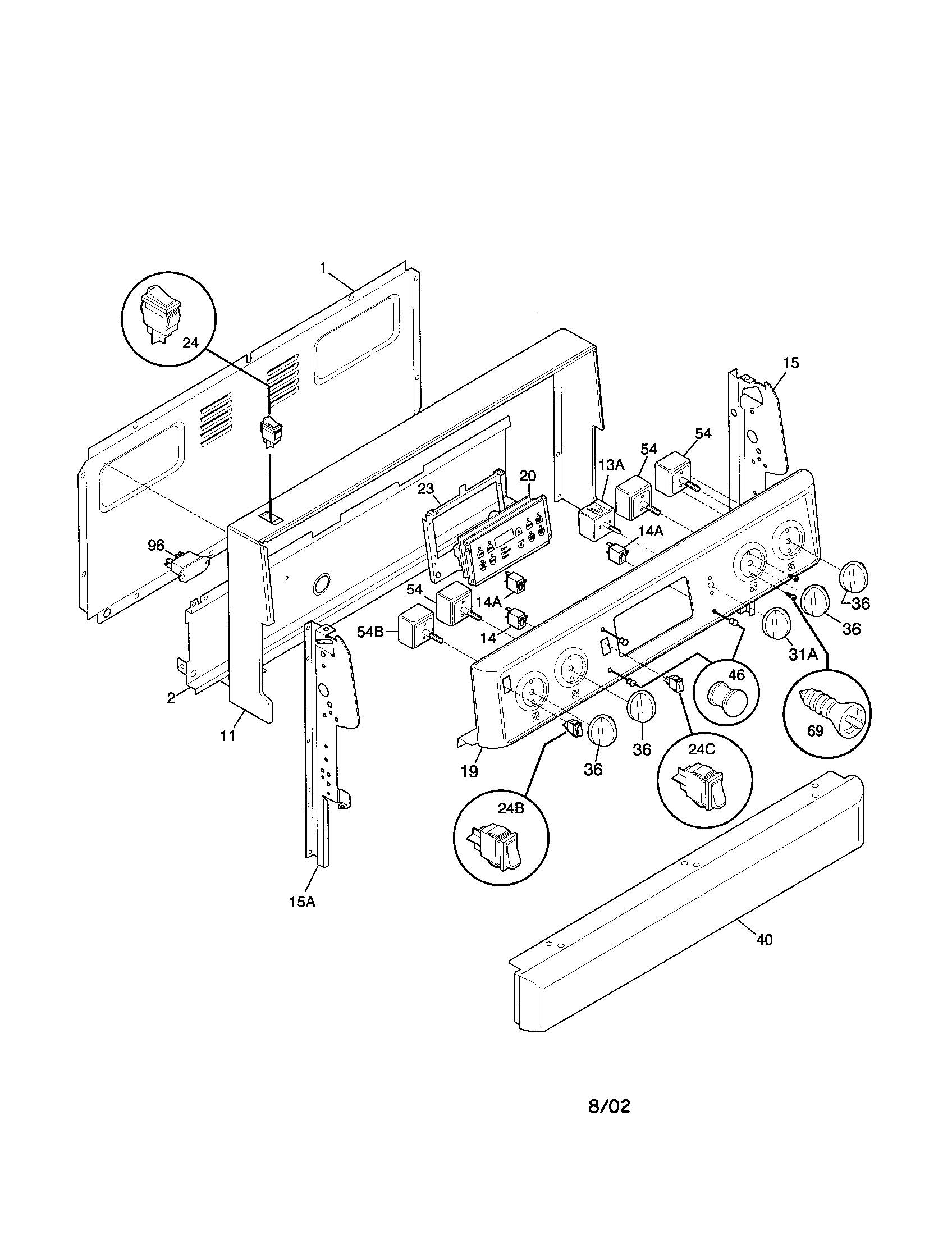 Frigidaire FEF369CGTD backguard diagram