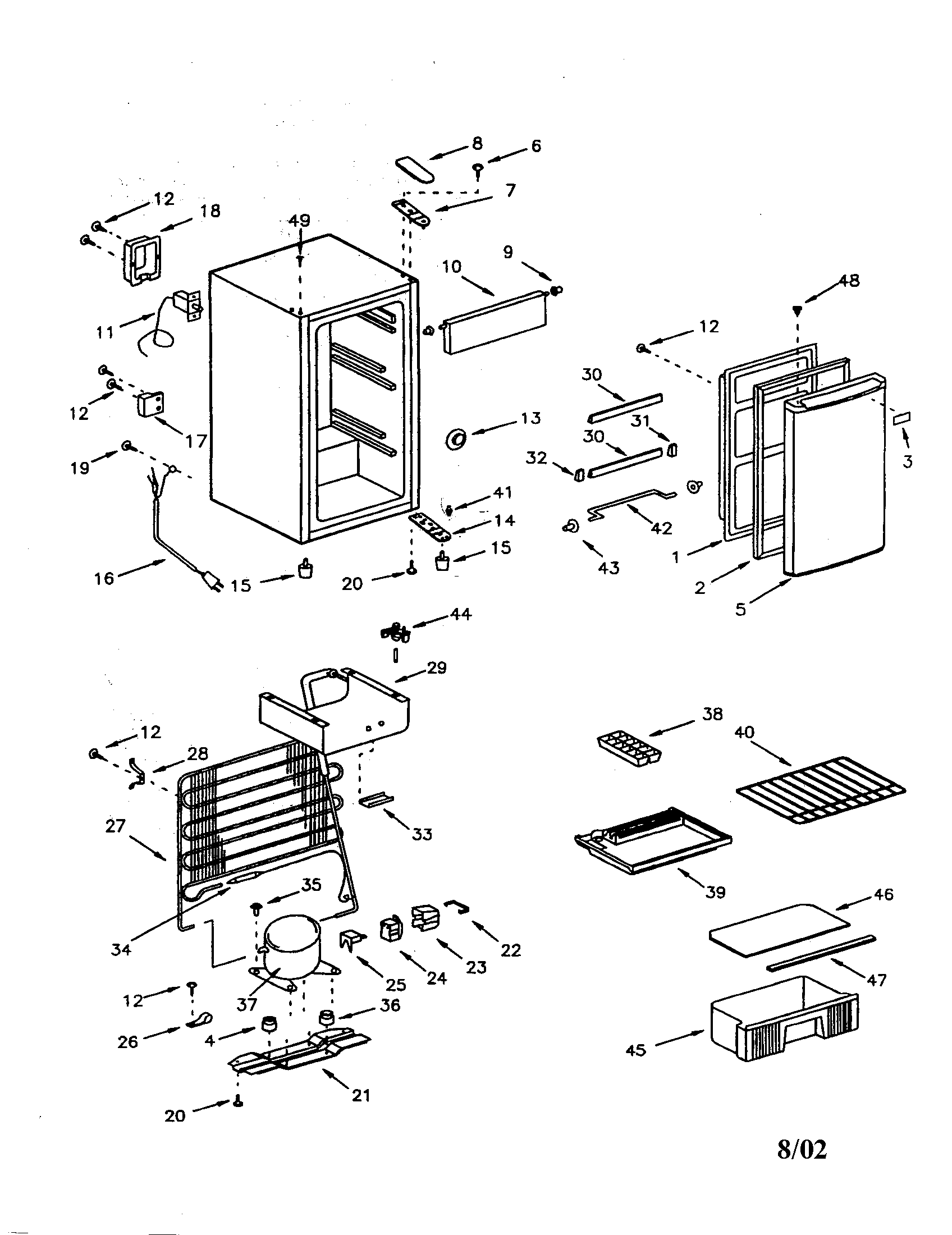 Kenmore 56497362690 compact refrigeator diagram