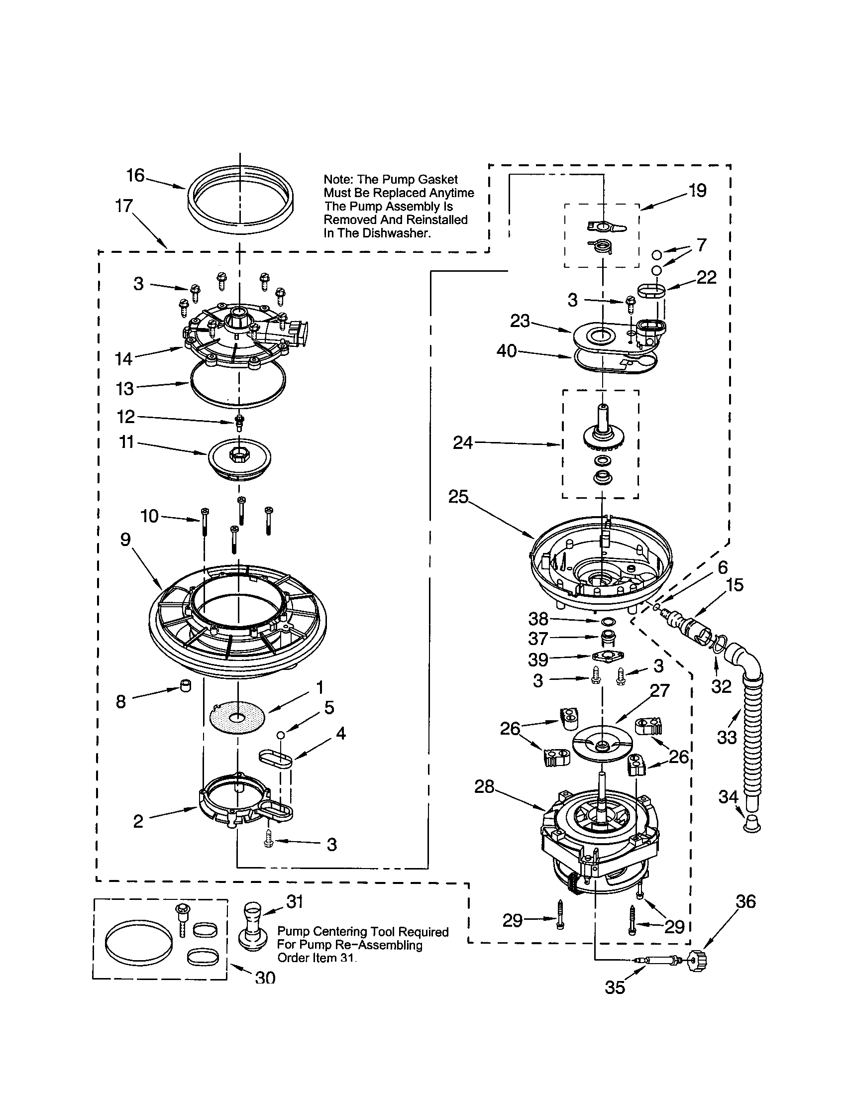 Kenmore 66516717000 pump and motor diagram