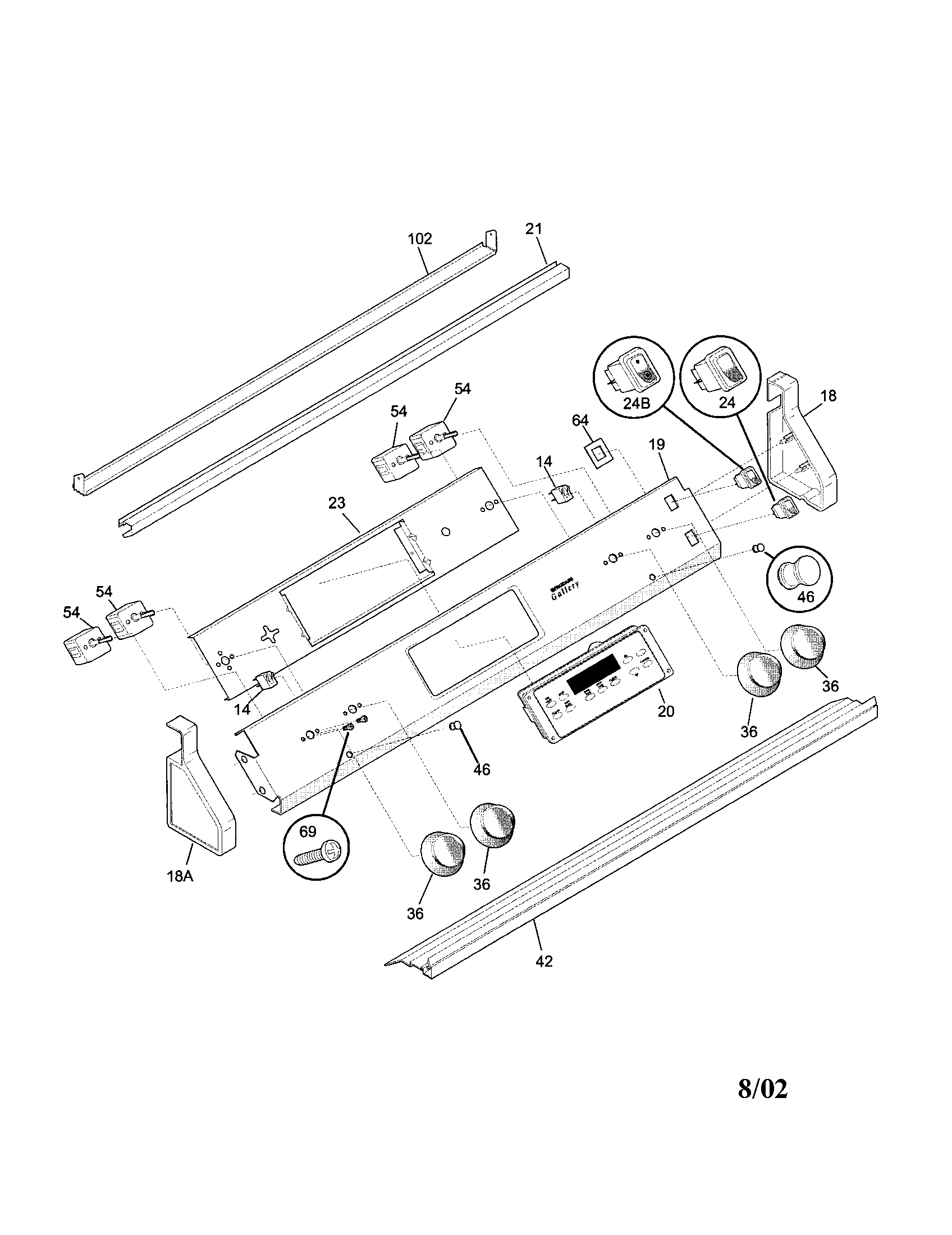Frigidaire FED367CEBE backguard diagram