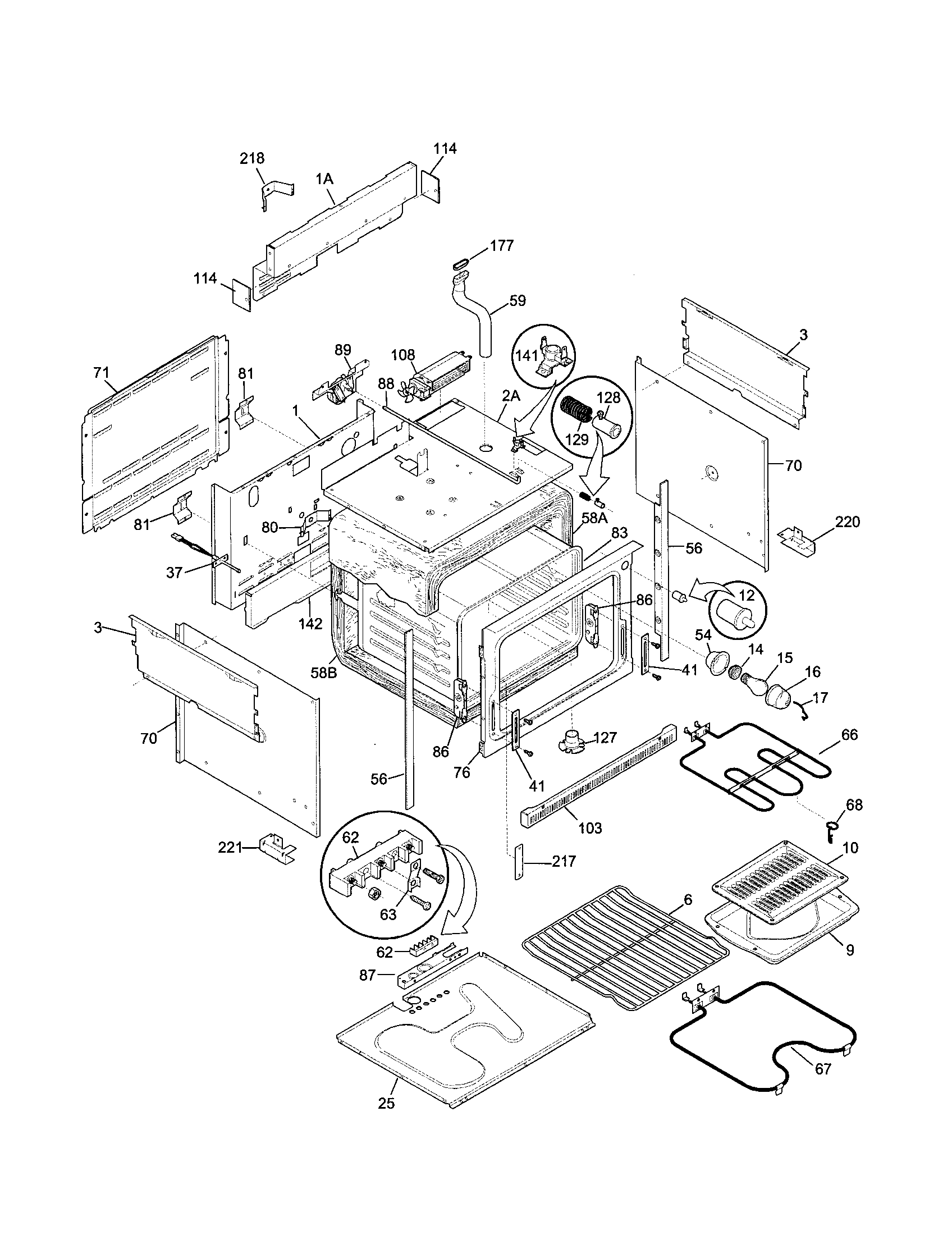 Frigidaire FED367CEBE body diagram