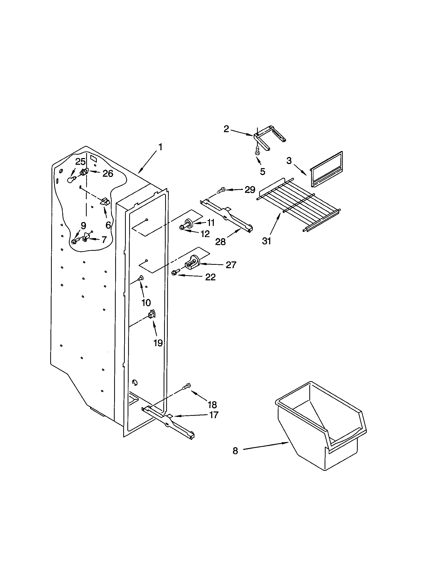 Kenmore 10652214104 freezer liner diagram