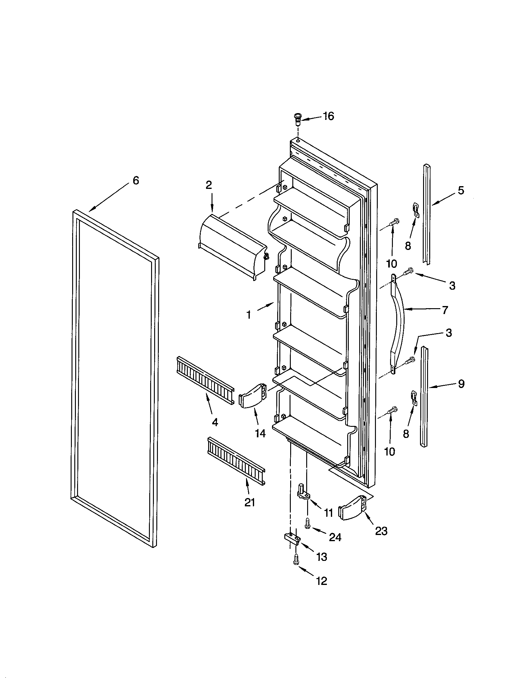 Kenmore 10652214104 refrigerator door diagram