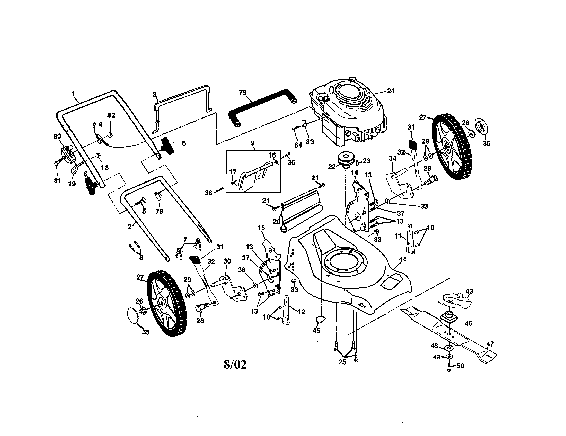 Craftsman 917378452 handle/engine/housing diagram
