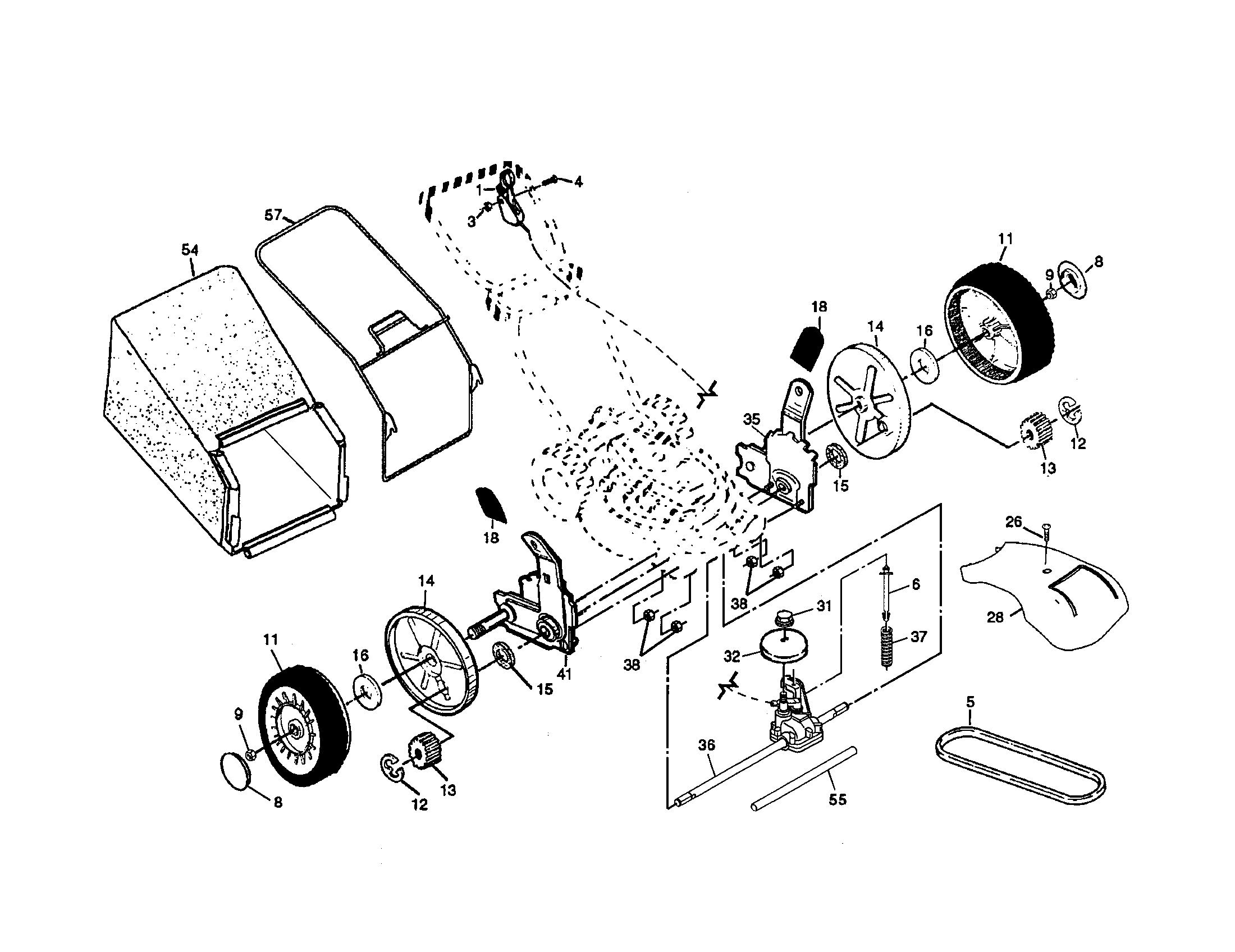 Craftsman 917378452 wheels/tires/bag diagram