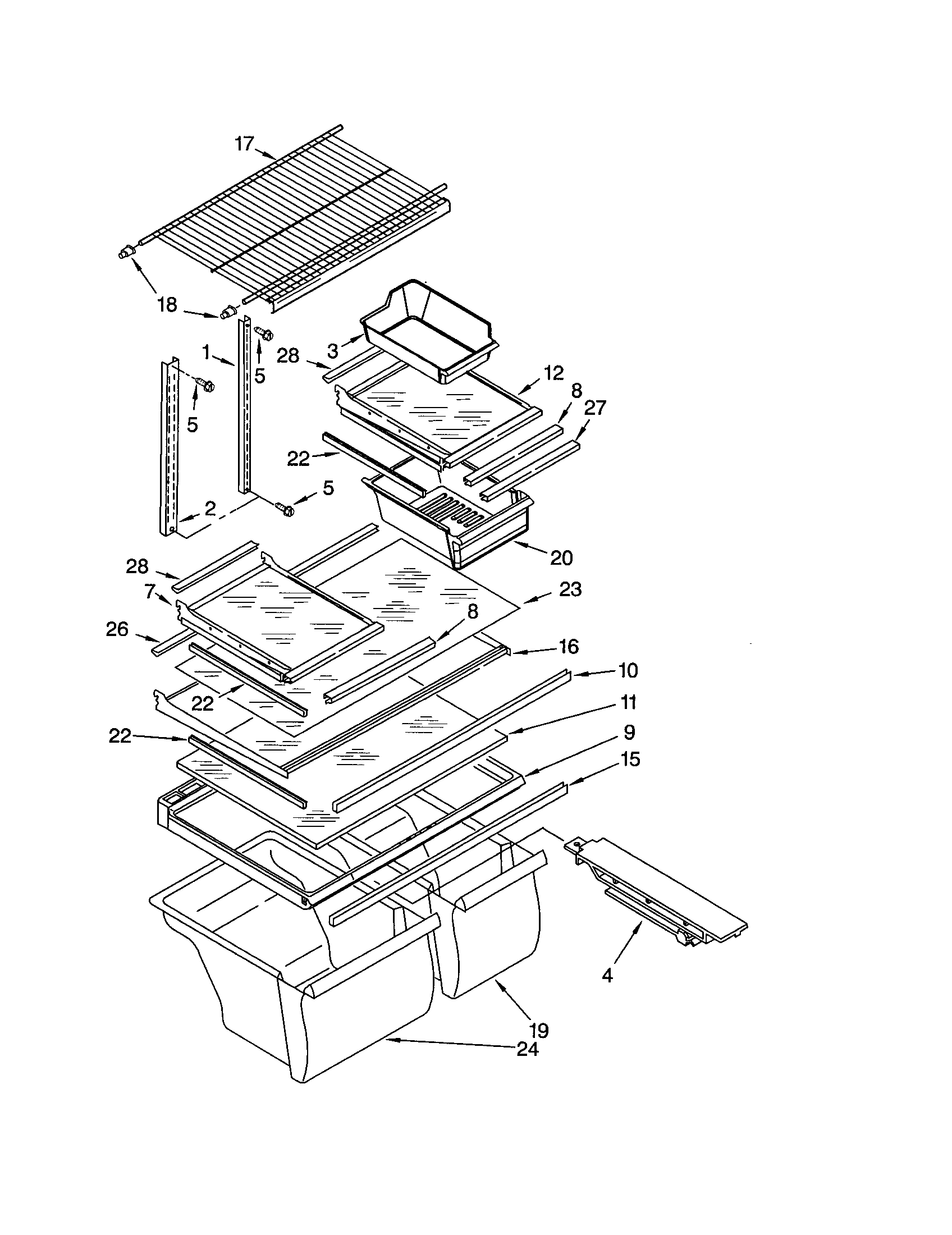 Kenmore 10660832100 shelf diagram