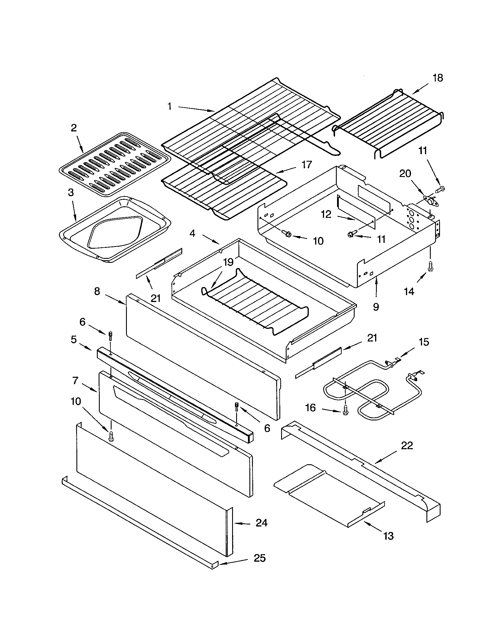 Kenmore 66575039200 warming drawer/broiler diagram