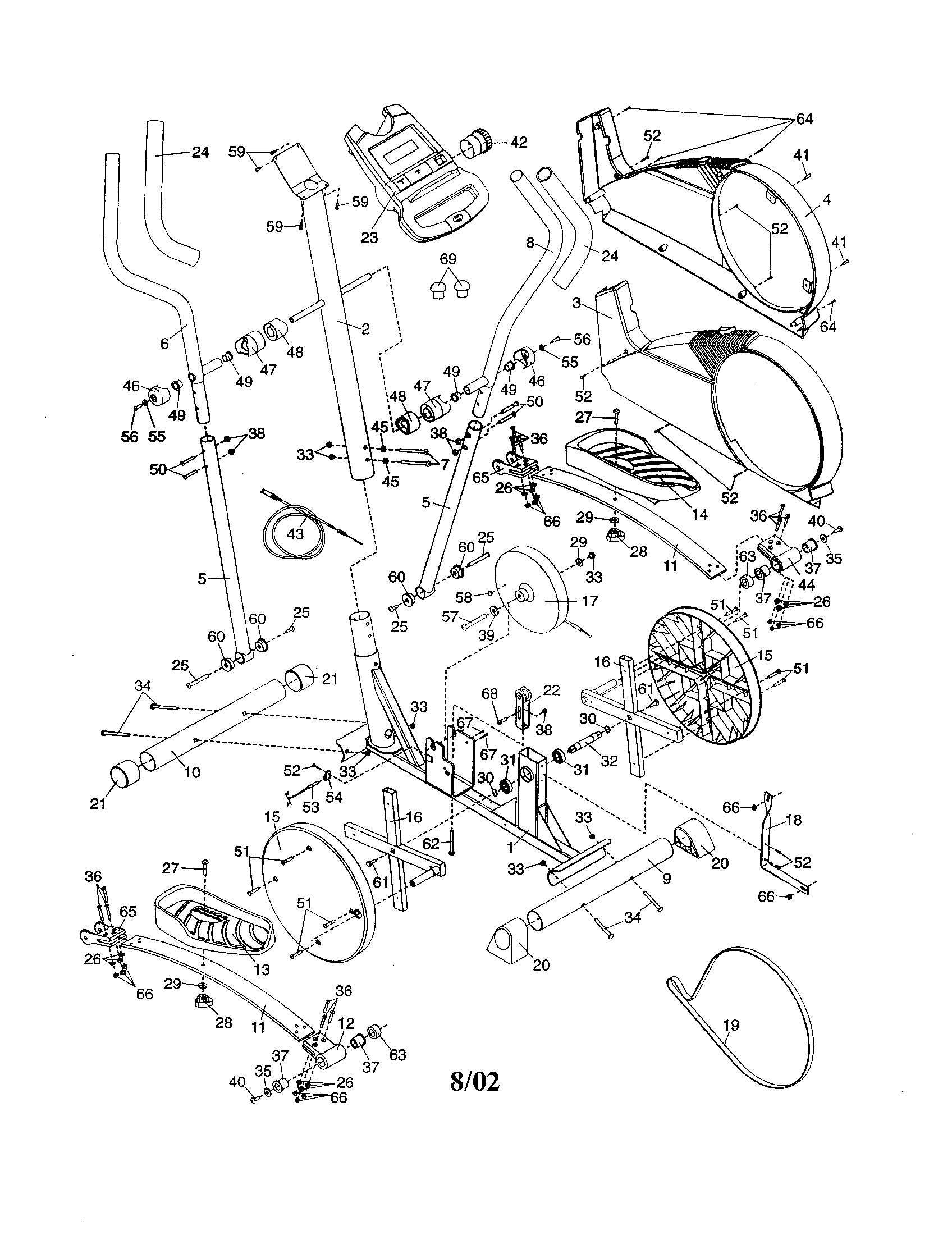 Proform 831285370 frame/console/ handlebar diagram