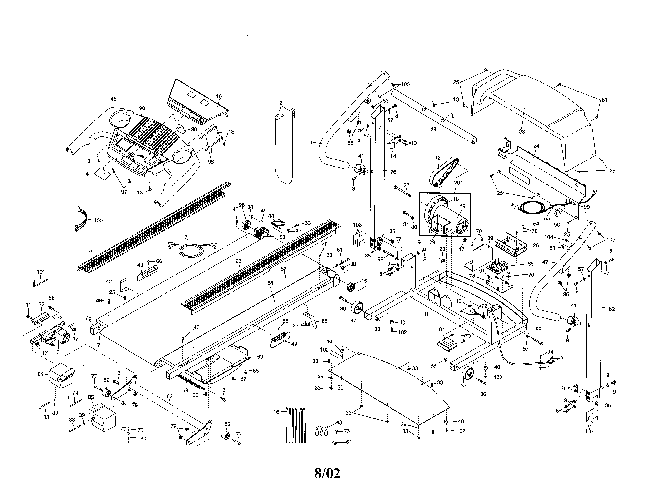 Weslo WLTL35520 console/base/motor diagram