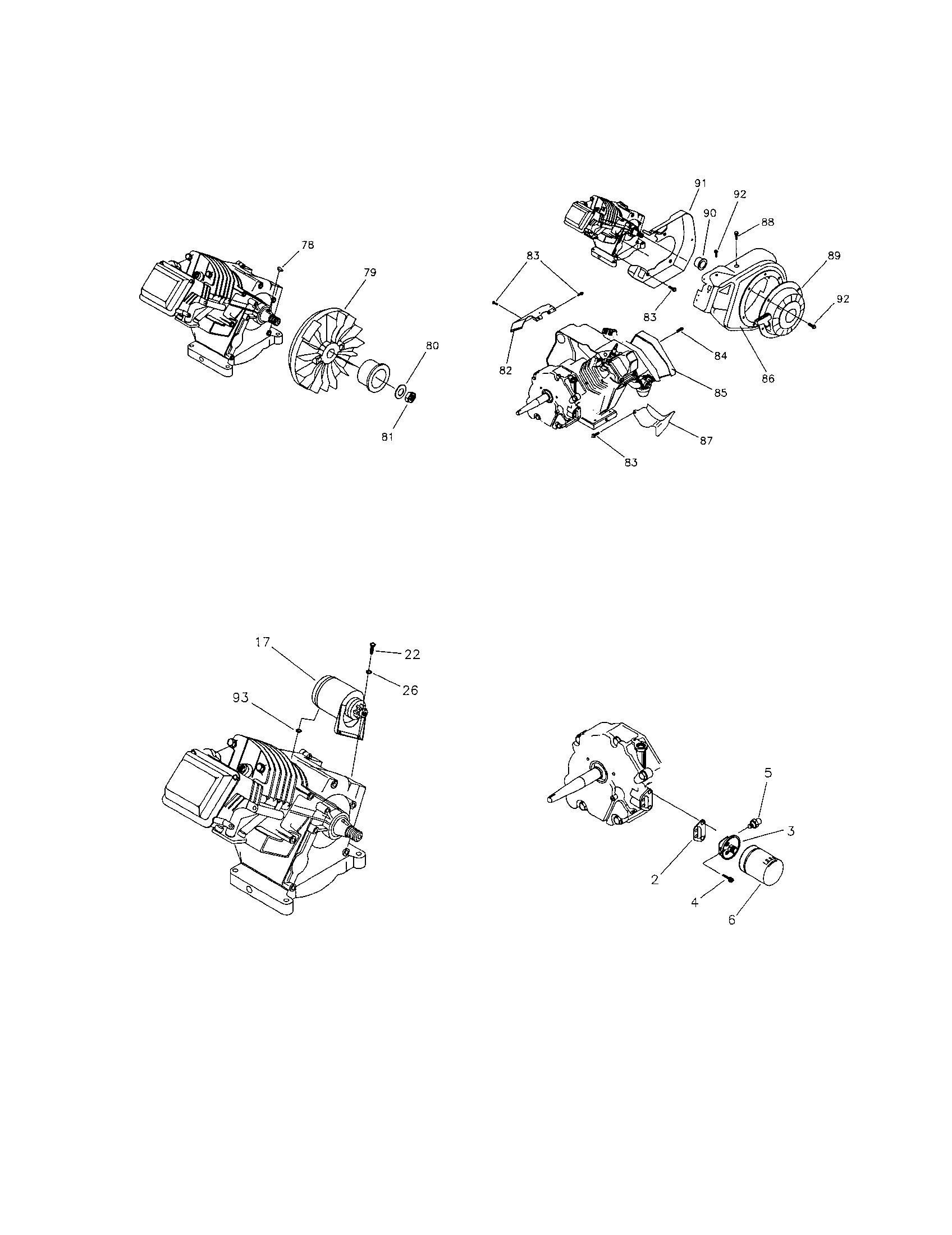 Craftsman 580327182 ehf00935 flywheel/recoil/motor/oil filter diagram