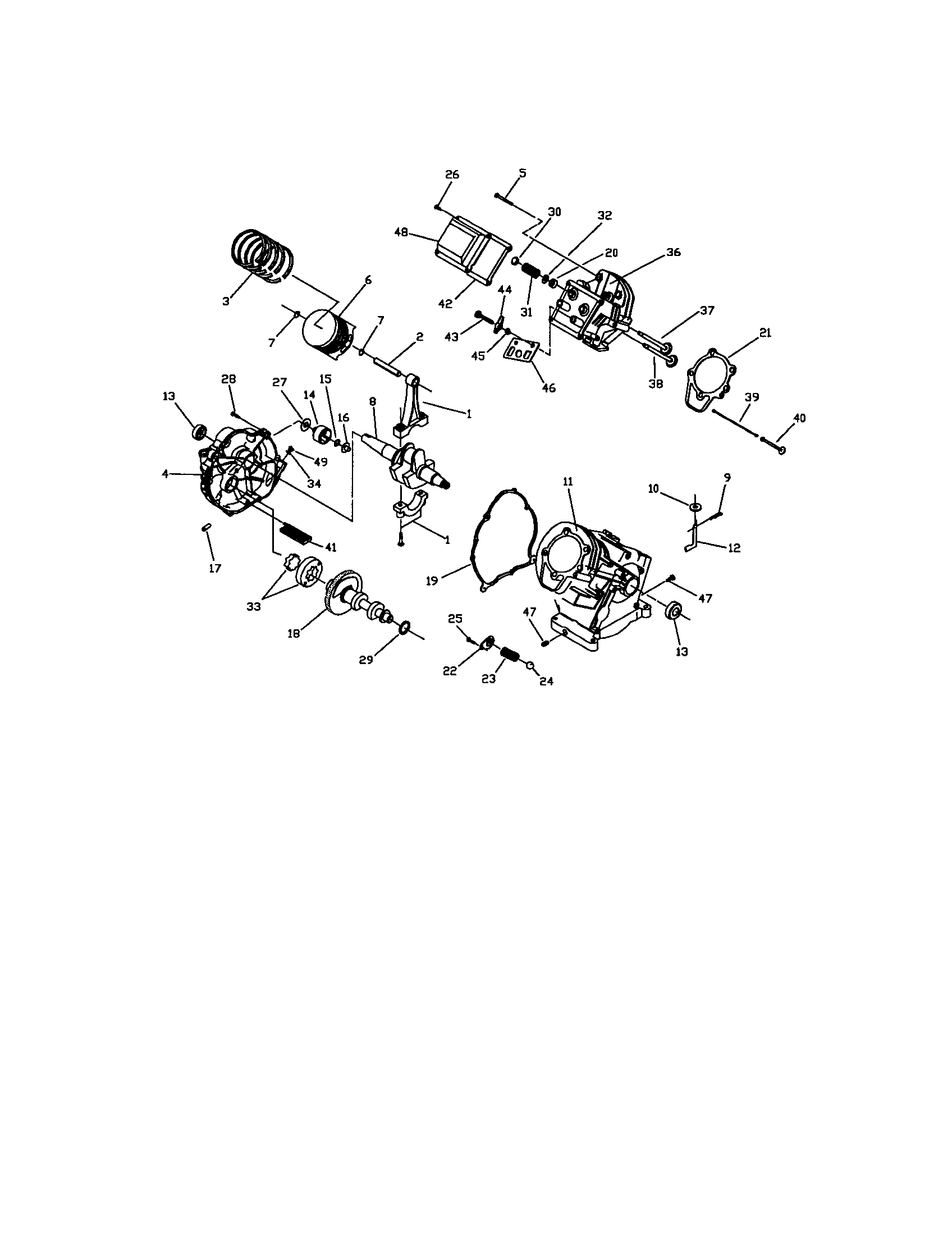 Craftsman 580327130 ehc00955 long block/crankcase/piston diagram