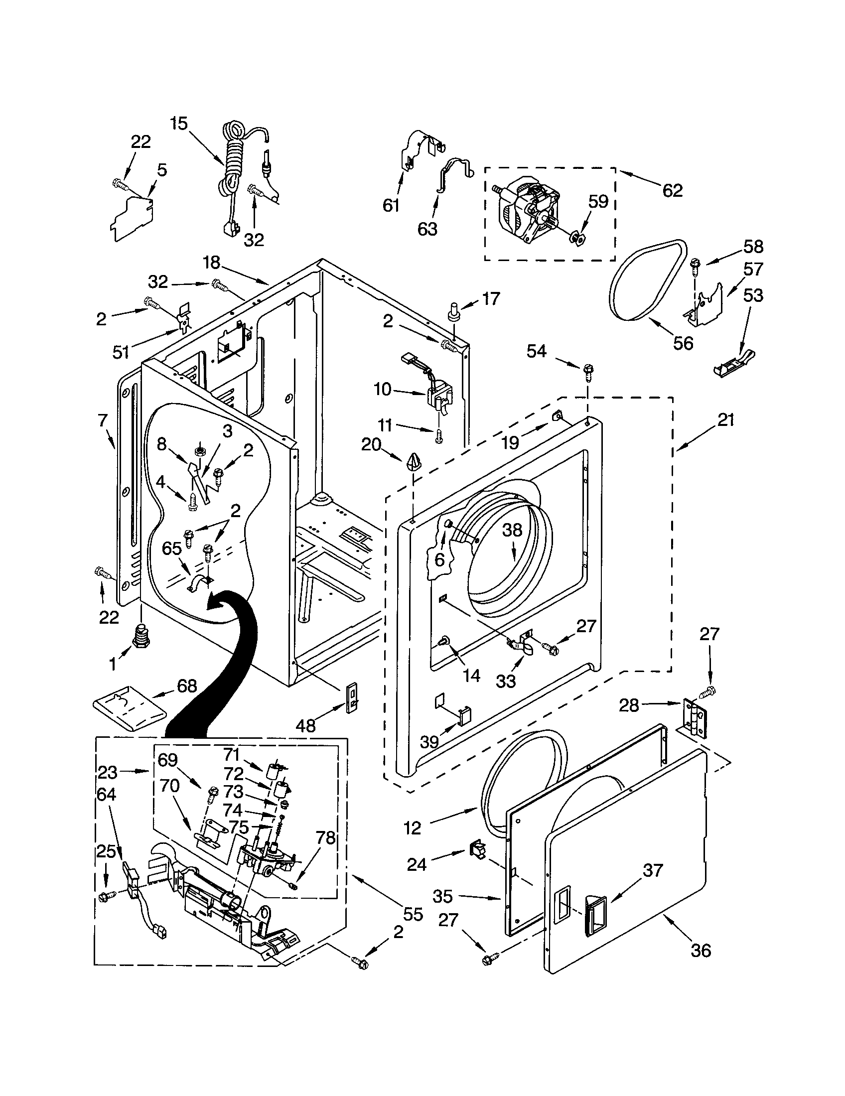 Kenmore 11070012001 cabinet diagram