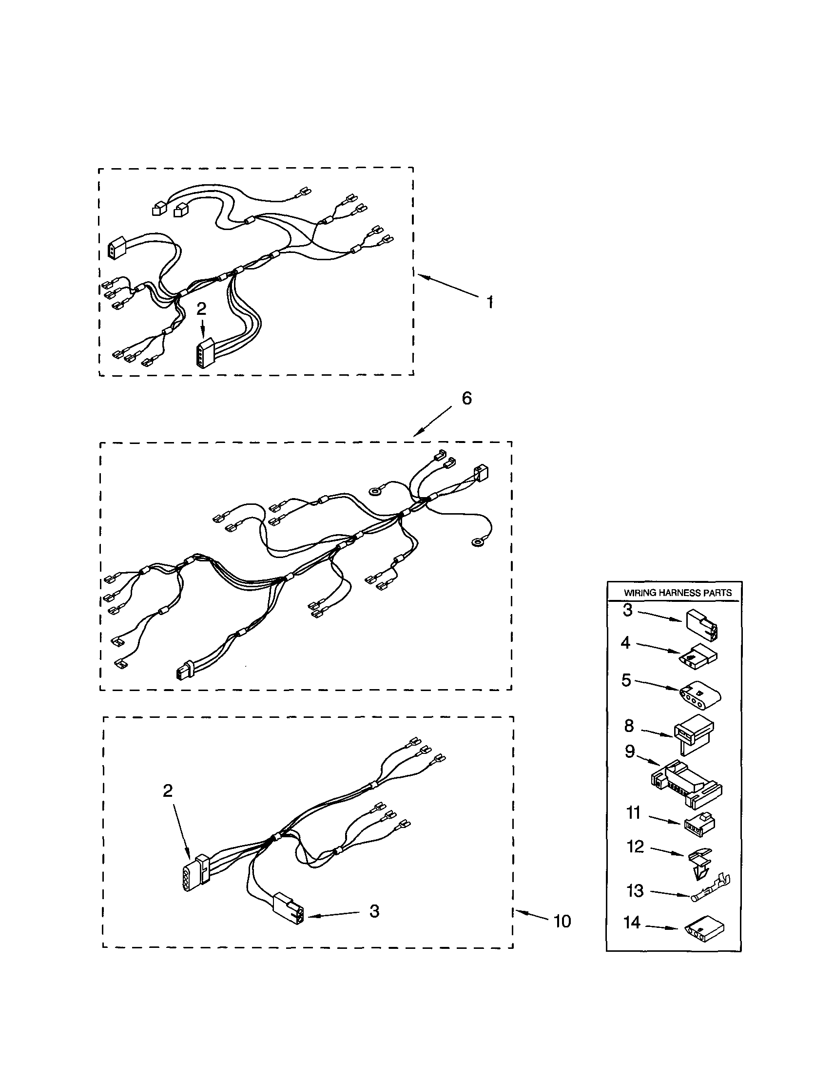 Kenmore 11070012001 wiring harness diagram