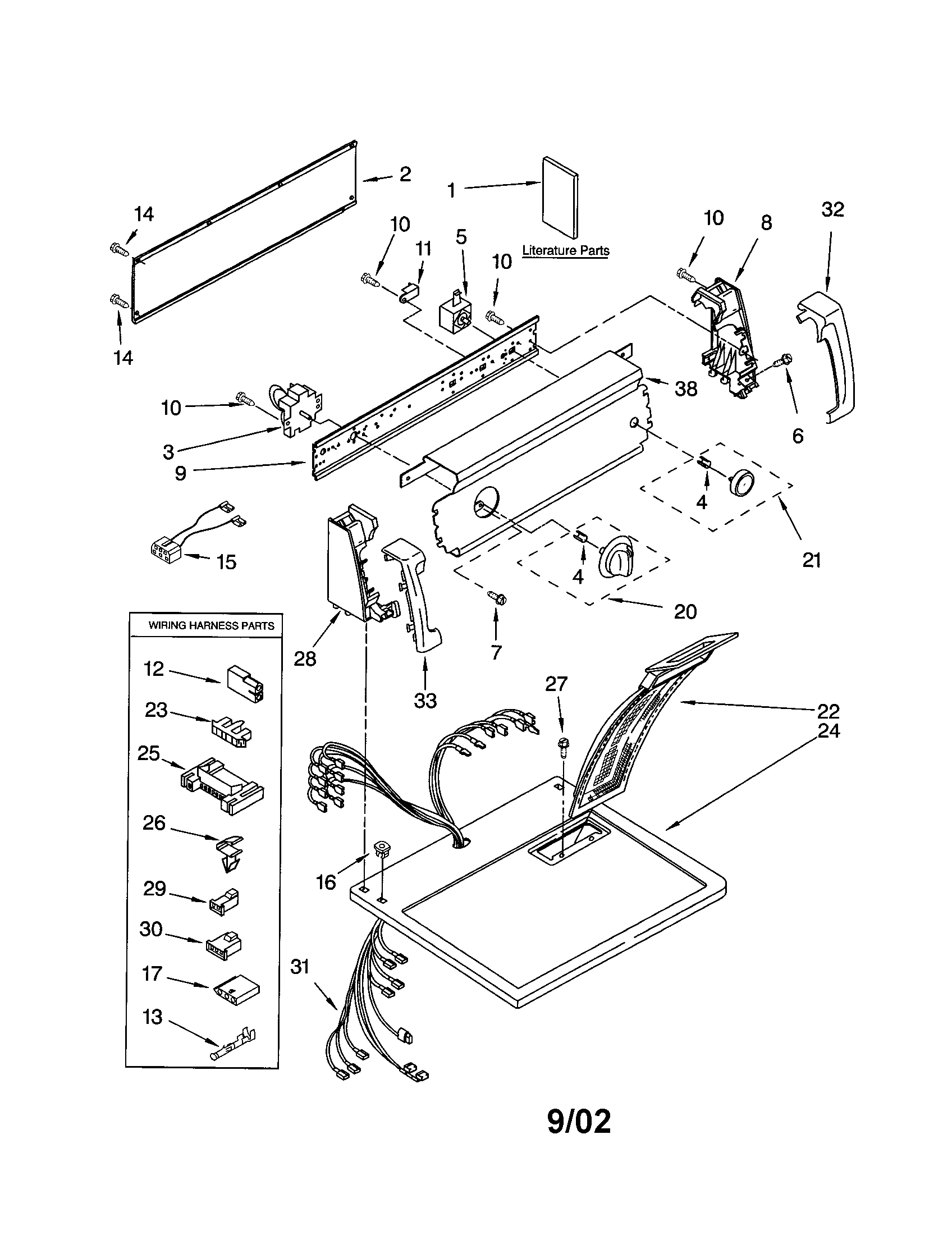 Kenmore 11072622101 top and console diagram