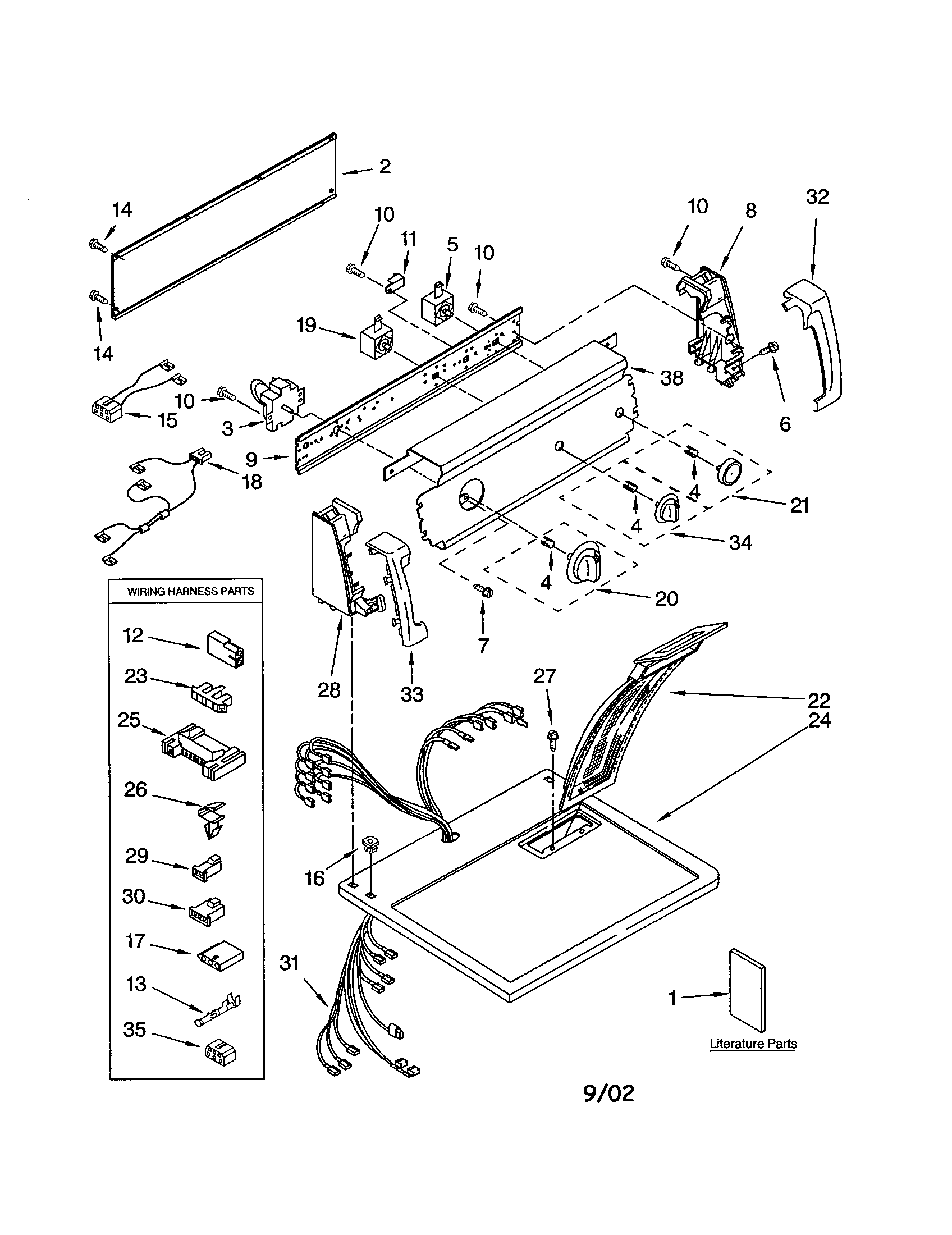 Kenmore 11072712101 top and console diagram