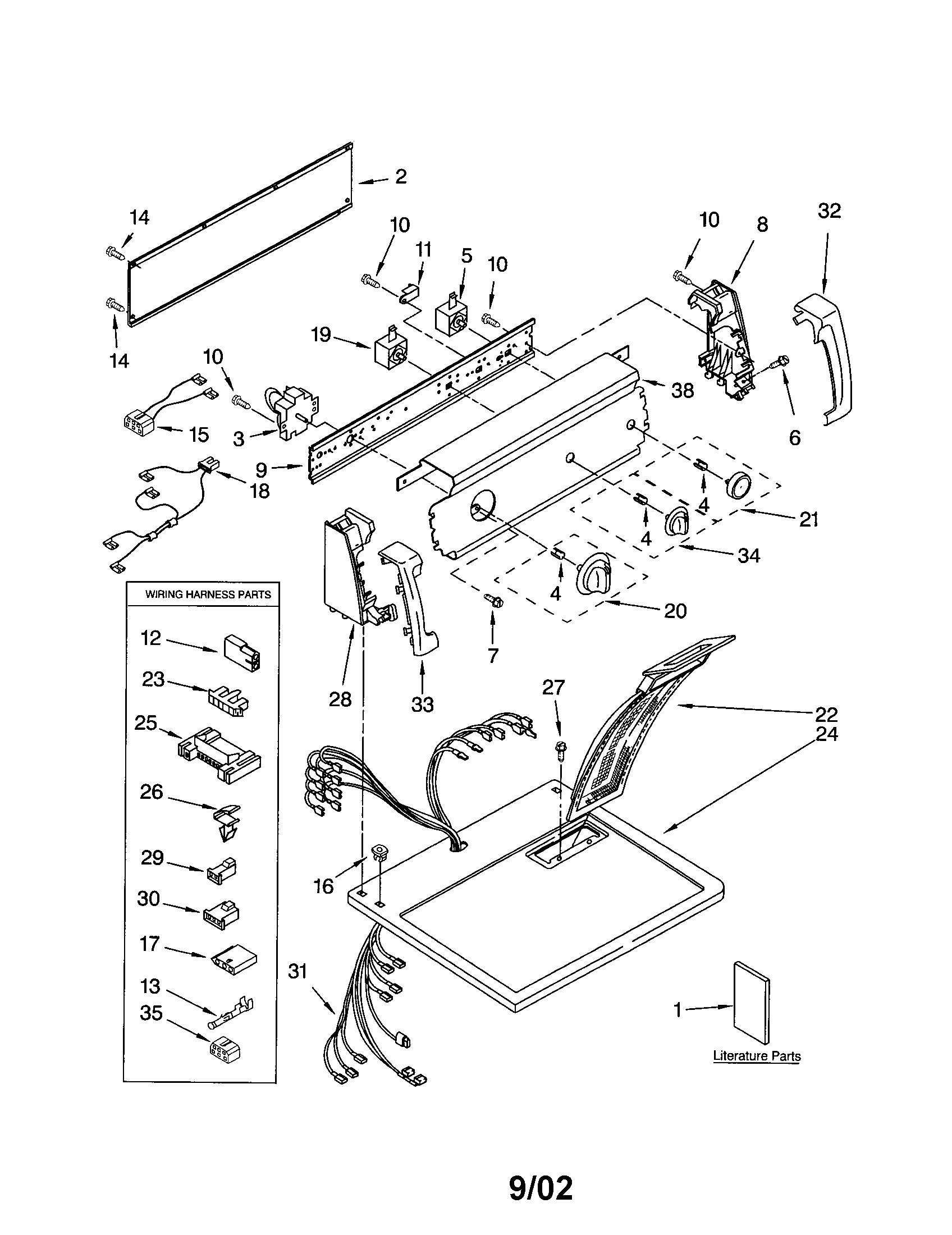 Kenmore 11072724101 top and console diagram
