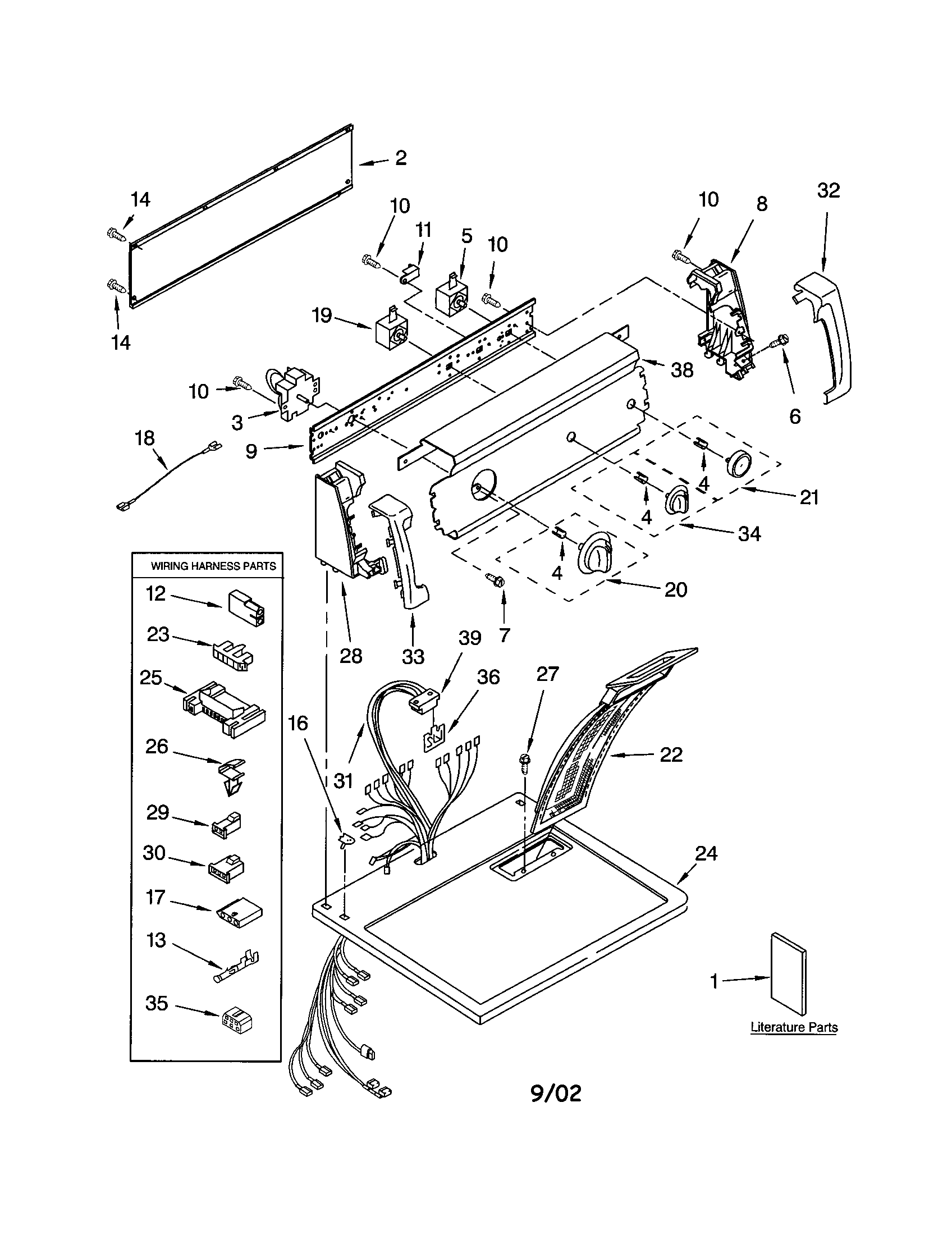 Kenmore 11072822101 top and console diagram