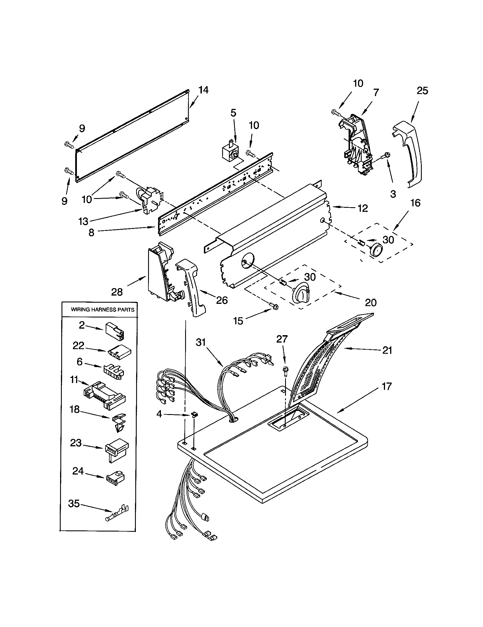 Kenmore 11073112100 top and console diagram