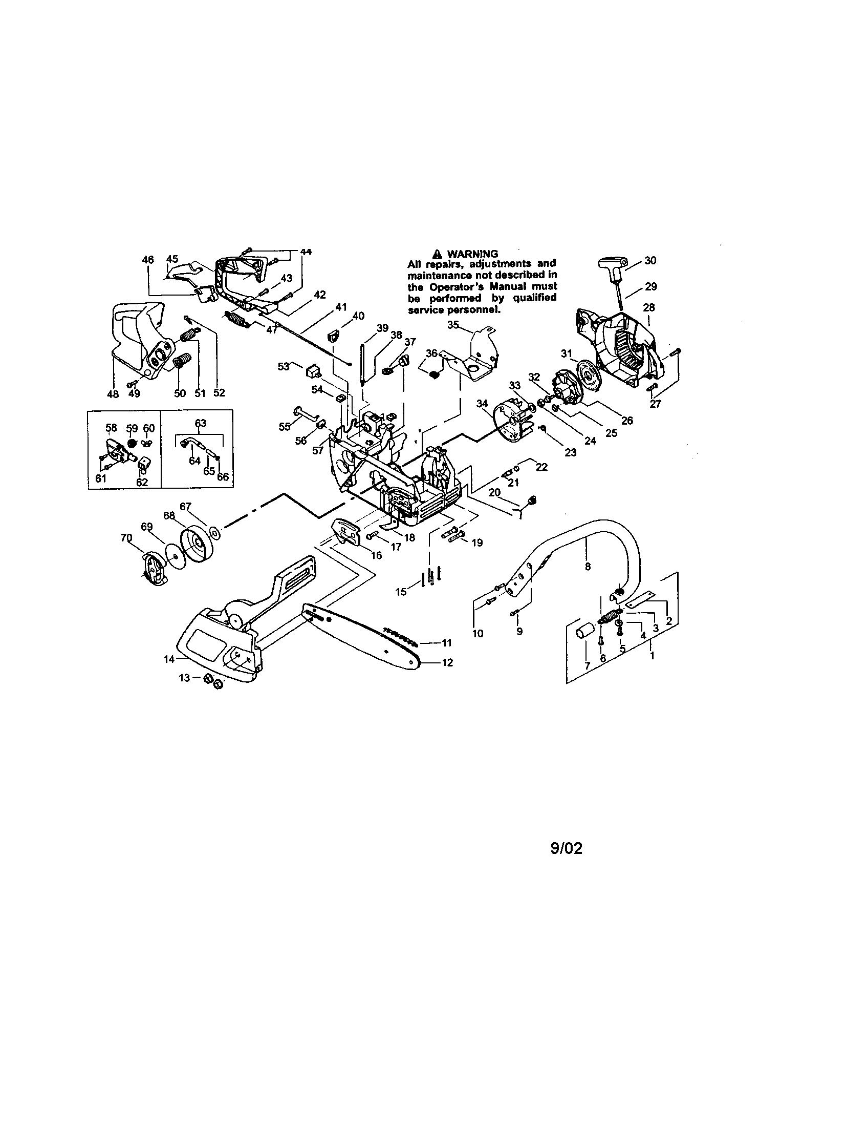 Craftsman 358360820 chassis/bar/handle diagram