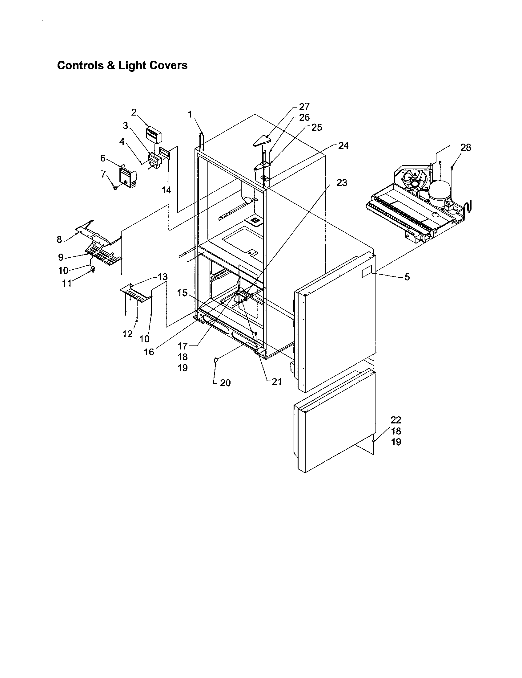 Kenmore 59671273101 controls/light covers diagram