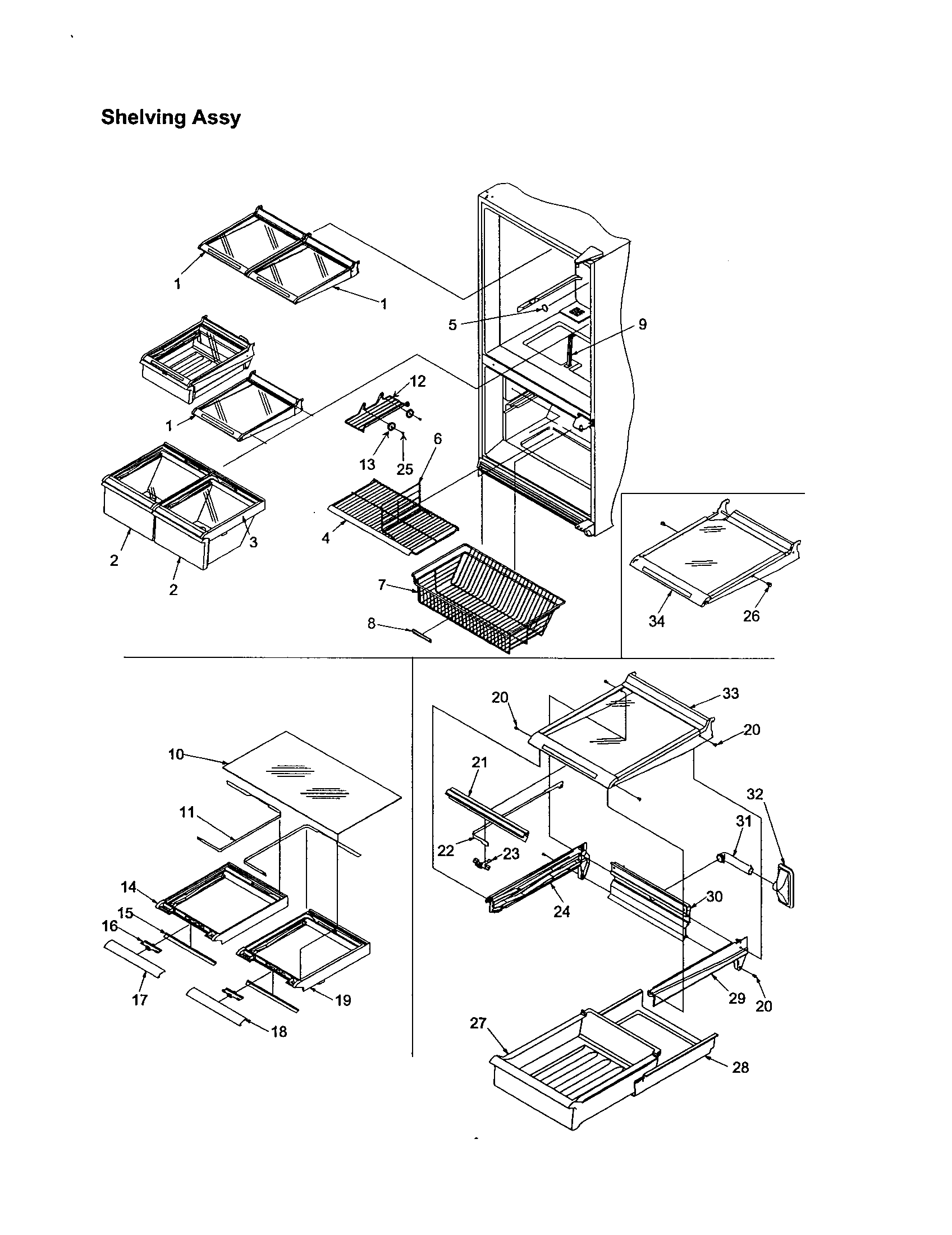 Kenmore 59671273101 shelving assembly diagram