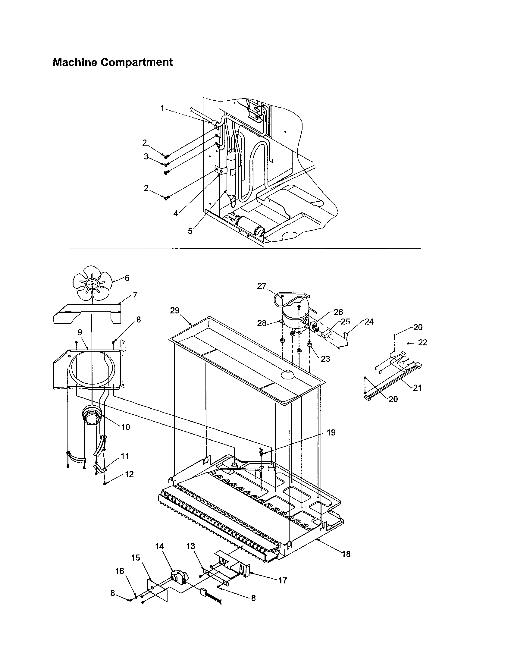 Kenmore 59671273101 machine compartment diagram