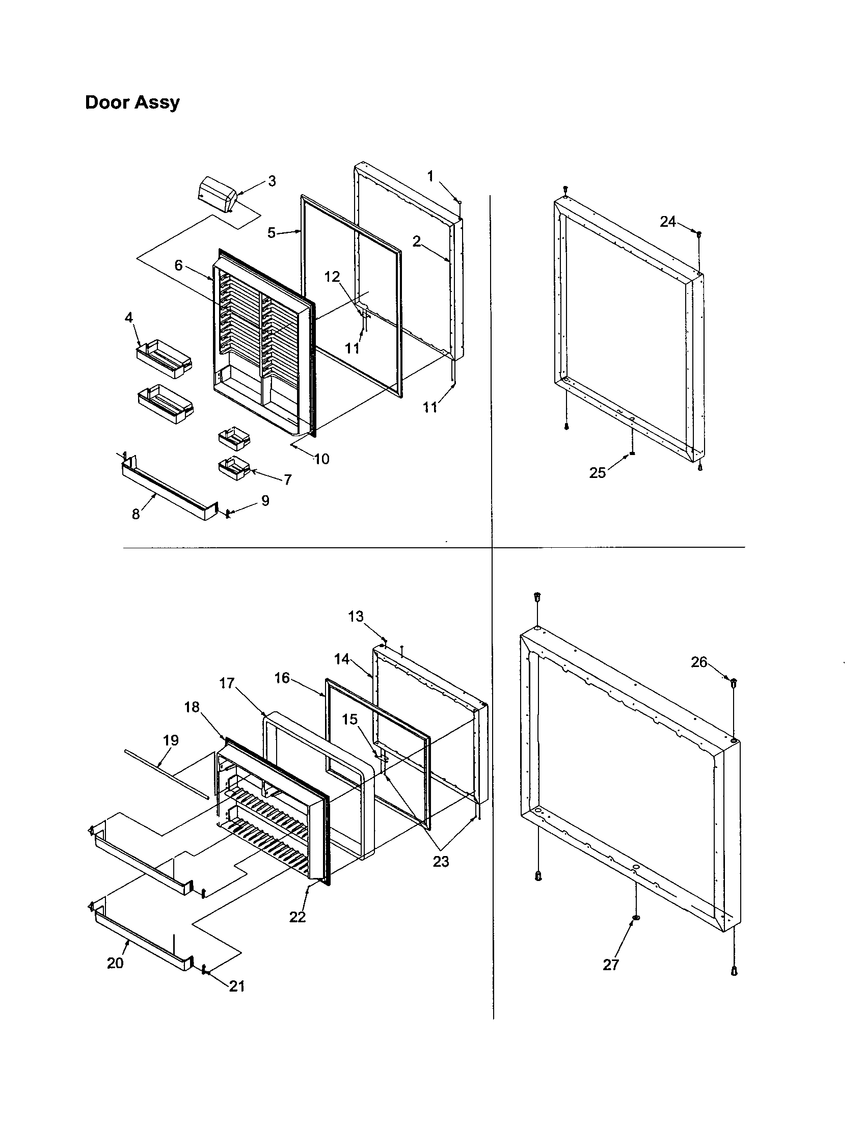 Kenmore 59671273101 door assembly diagram
