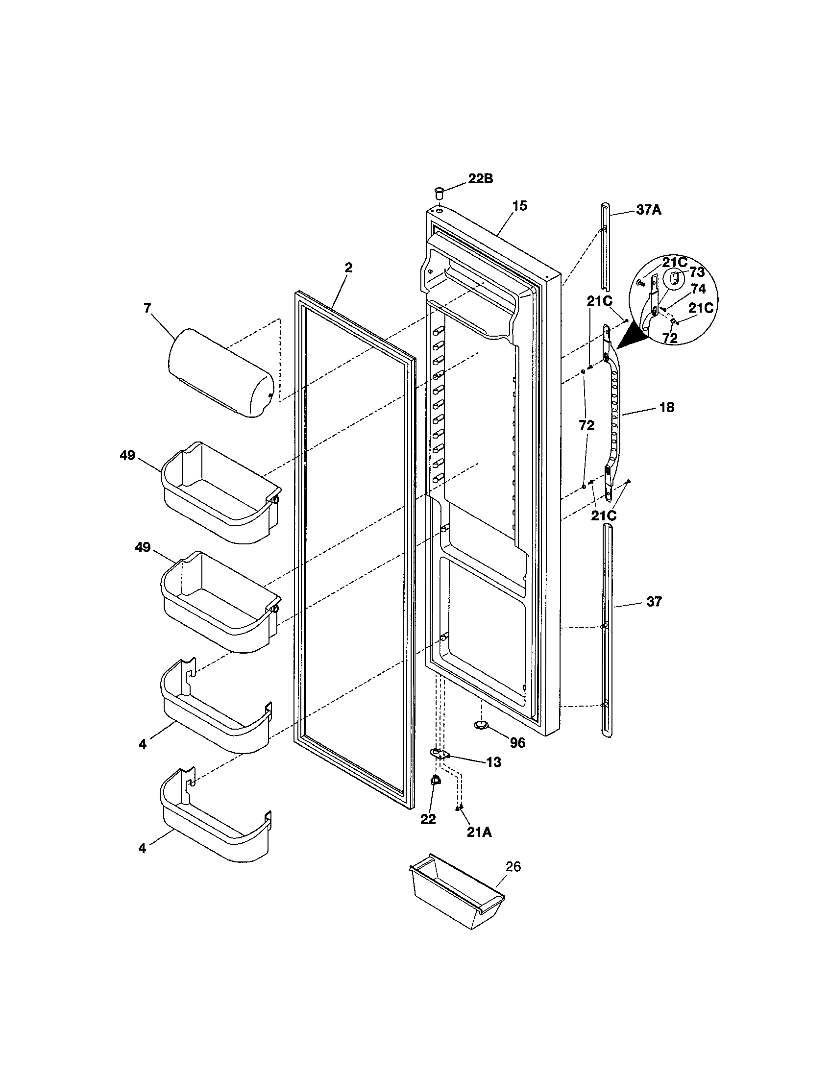 Kenmore 25351232106 refrigerator door diagram